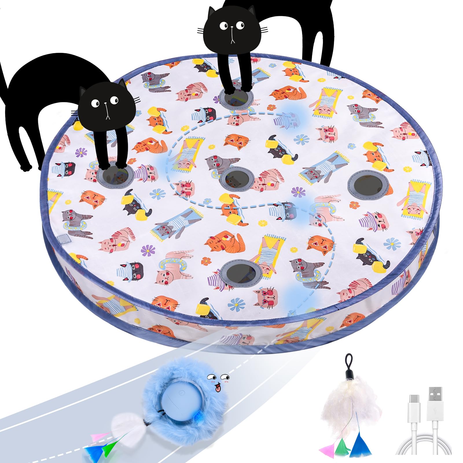 Orsda Interactive Cat Toys Ball, Automatic Fast Rolling Ball In Pouch, Hide And Seek For Indoor Cats, Motion Chirping Activated 