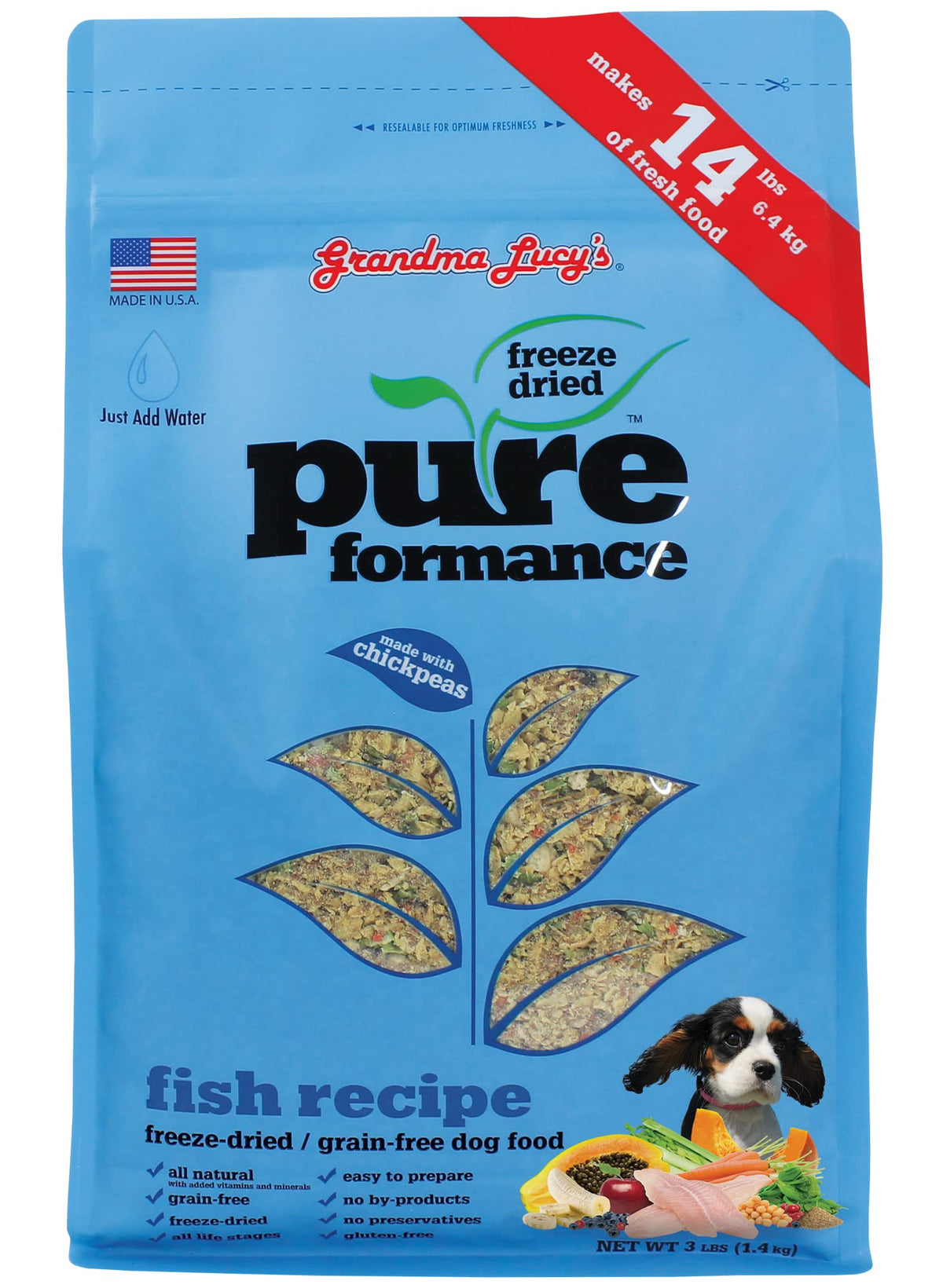 Grandma Lucy'S Pureformance Dog Food, Grain Free And Freeze-Dried - Fish, 3 Pound Bag