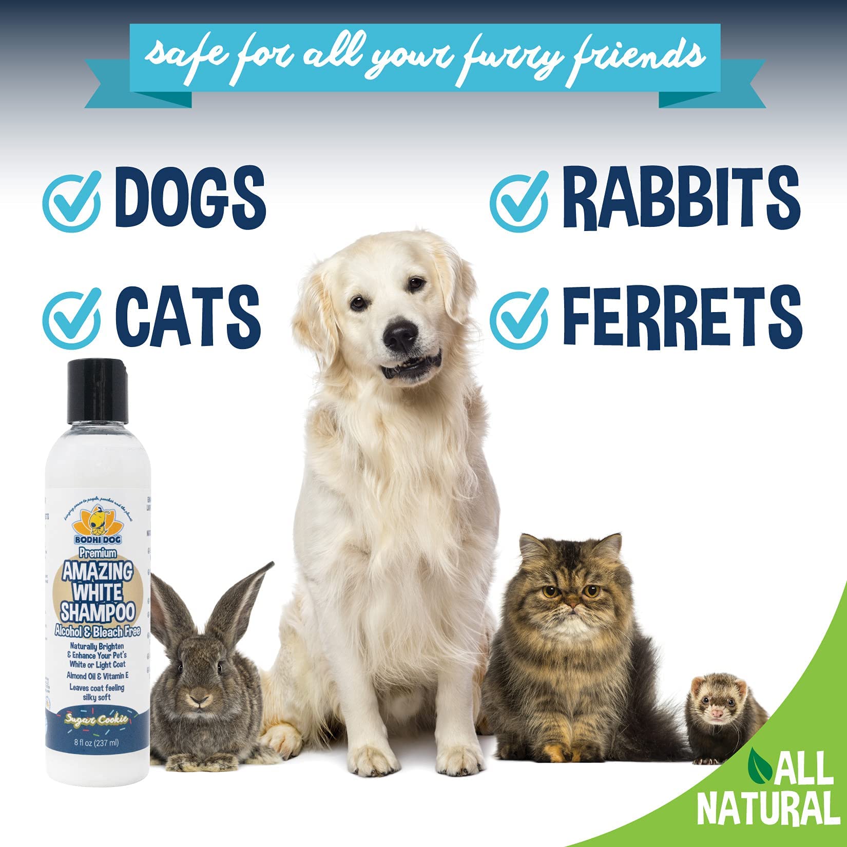 Bodhi Dog Amazing White Shampoo For Dogs - Brightens White & Light Coats - Plant-Based - Made With Natural Ingredients -Safe & E