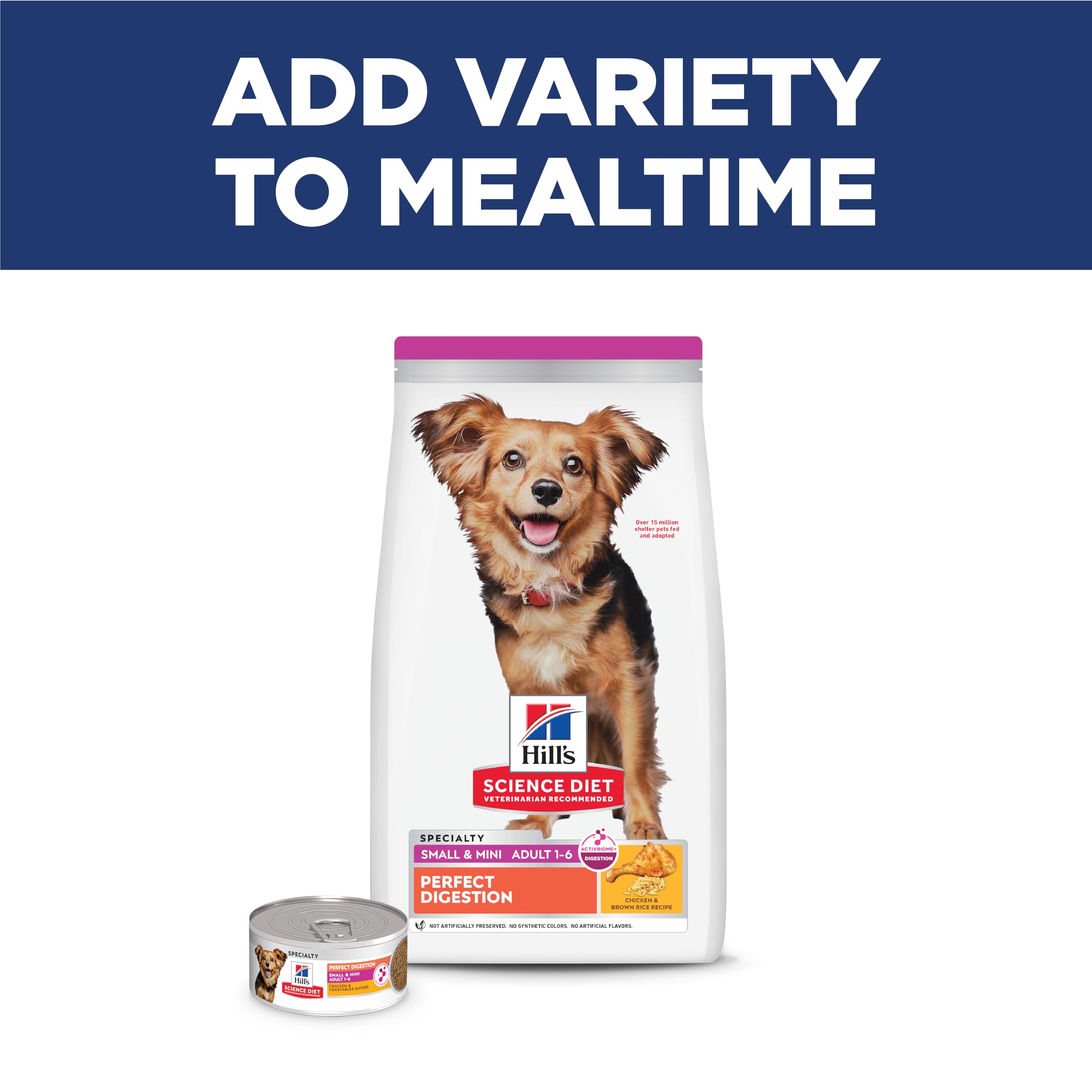 Hills Science Diet Perfect Digestion, Adult 1-6, Small & Mini Breeds Digestive Support, Dry Dog Food, Chicken & Brown Rice, 12