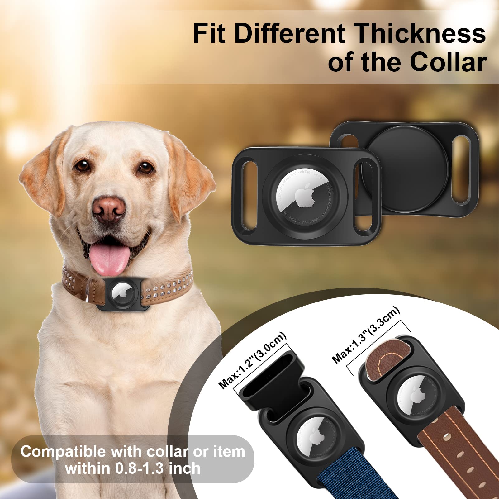 Sankala Airtag Dog Collar Holder, [2 Pack] Waterproof Airtag Case For Dog Collar, Tpu & Silicone Full Body Covered Apple Airtag