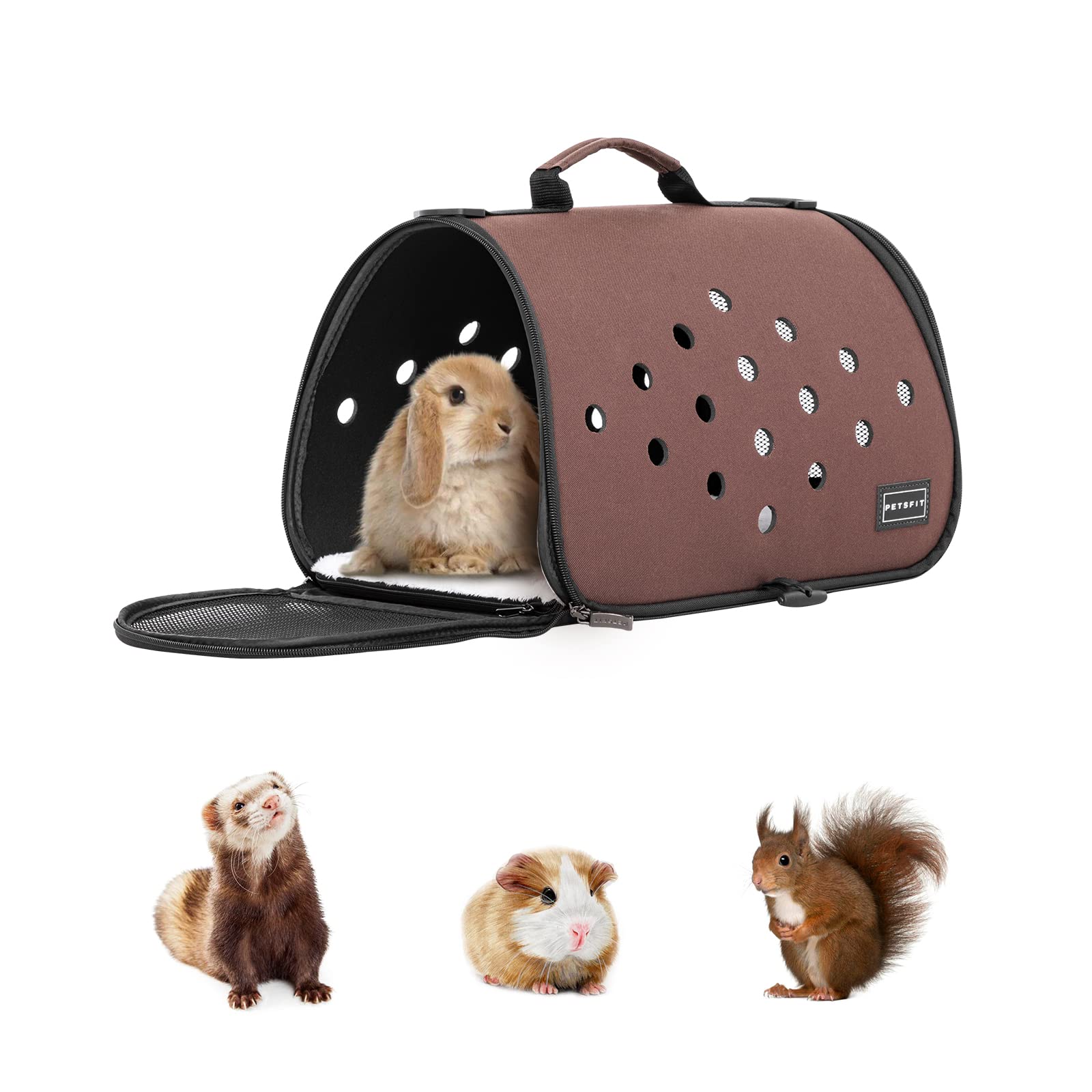 Petsfit 16 X 9 X 9 Inches Rabbit Carrier, Portable Bunny Carrier With Ventilation Holes, Guinea Pig Carrier For Small Animals, Chinchilla, Hedgehog, Squirrel