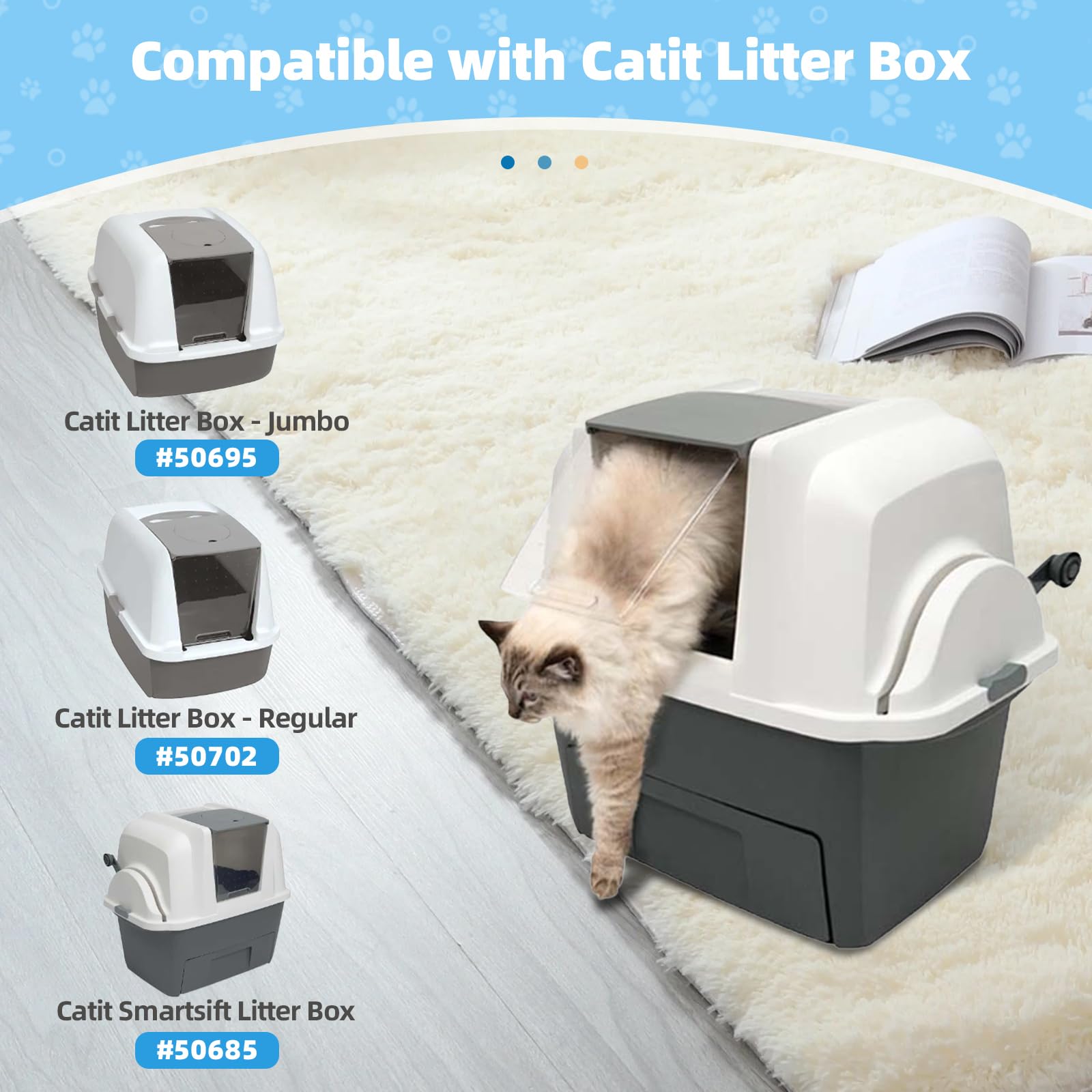 10 Pack Filter Replacement For Catit Litter Boxes Jumbo/Regular/Catit Smartsift Litter Box, Dual Action Air Purifier Pads To Abs