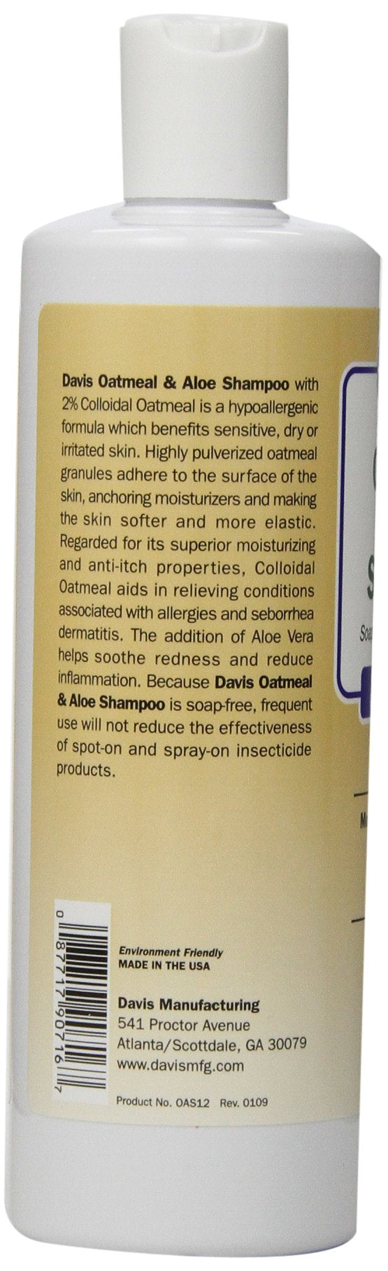 Davis Oatmeal and Aloe Dog and Cat Shampoo, 12-Ounce