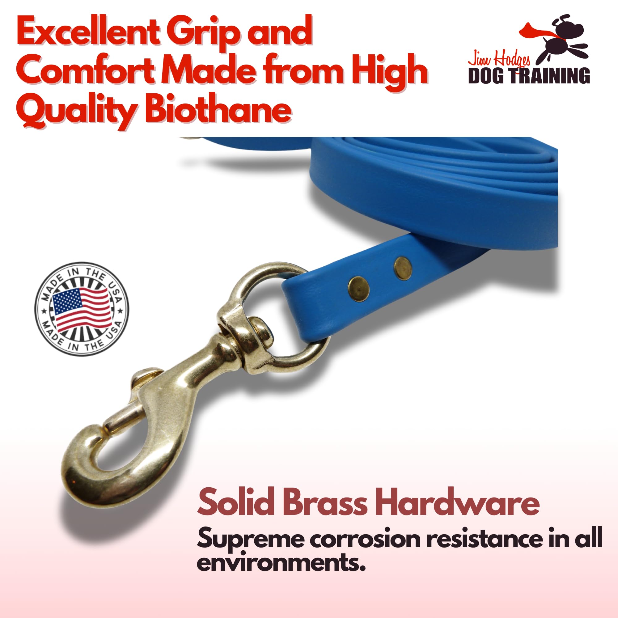 Jim Hodges Dog Training Gummy Dog Leash, Biothane, Dog Training Leash, Made In The Usa, 4 Feet, Various Sizes & Colors (3/4, Light Blue)