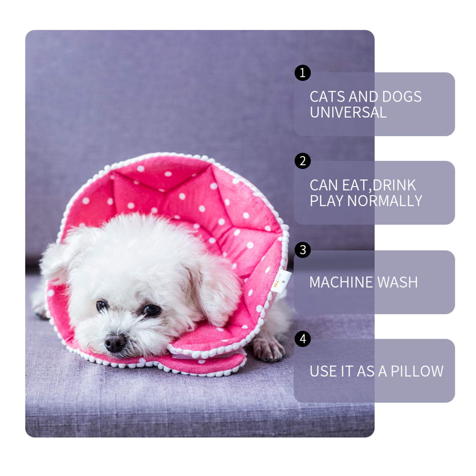 Adjustable Dog Cat Cone,Soft Recovery Cat Cone Collar,Dog Protective Collar for Cats Surgery,Pink,Small,Medium (Pink, Medium)