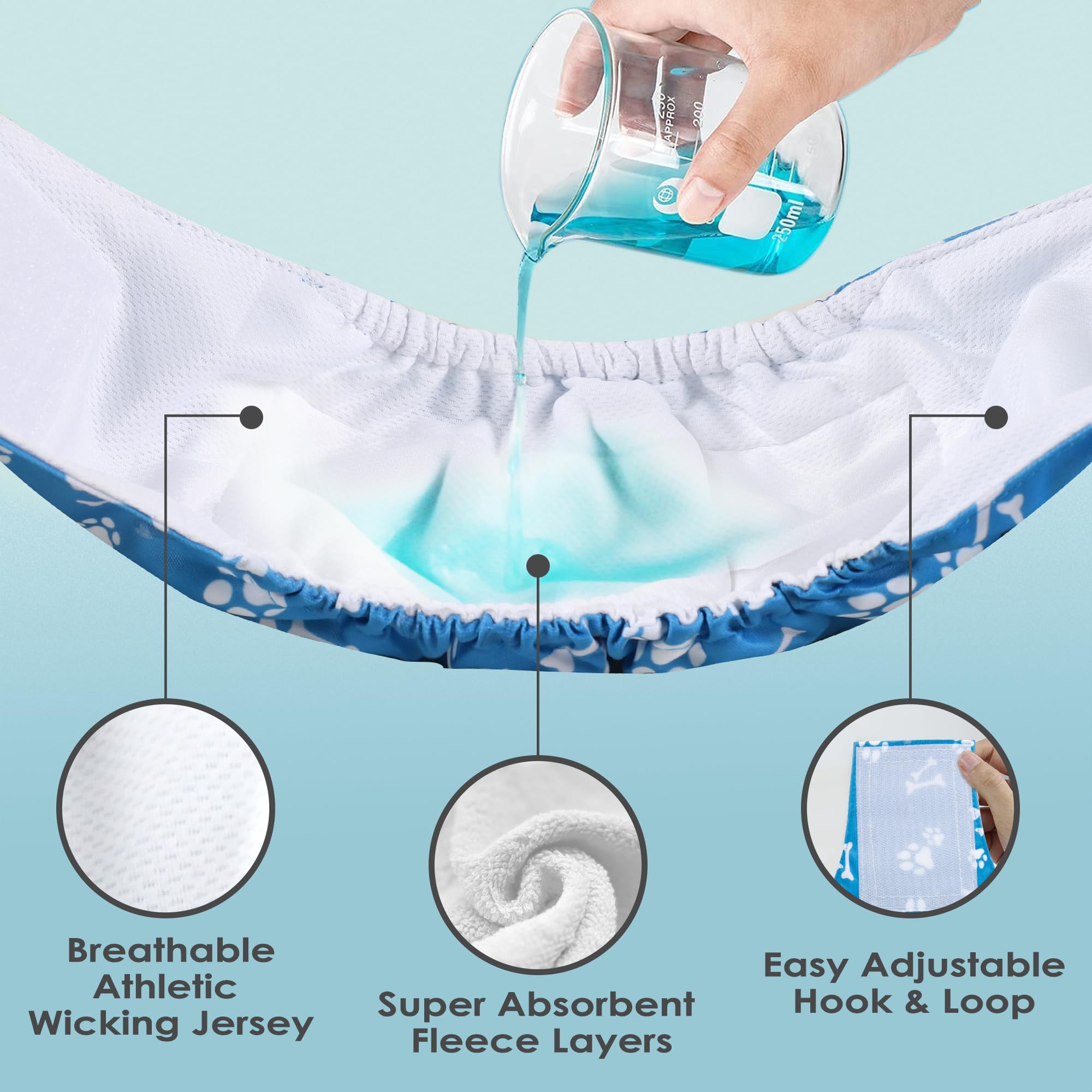 Wegreeco Washable Male Dog Belly Band - Pack of 3 - Washable Male Dog Belly Wrap, Large Doggie Diapers for Doggy Puppy (Bone, La