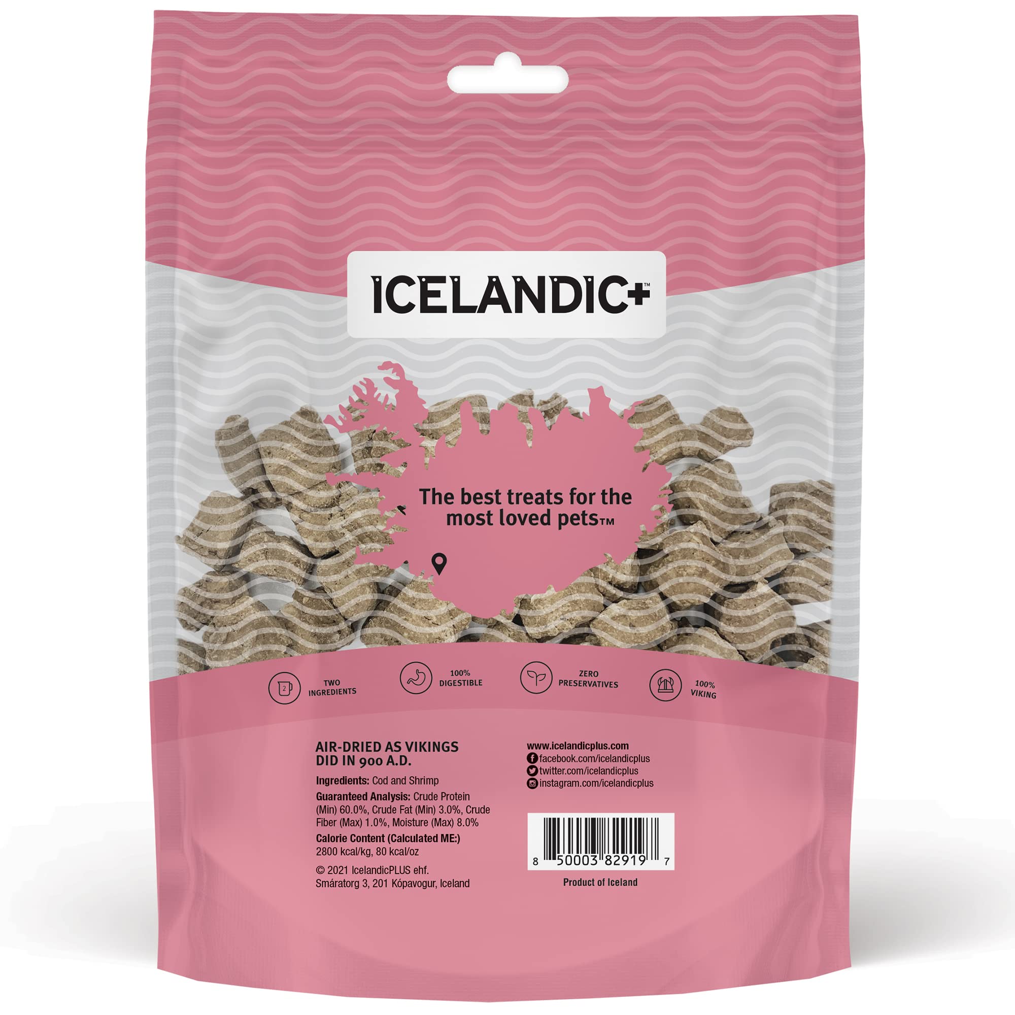 Icelandic  Cod and Shrimp Combo Bites Fish Dog Treat 3.52-Oz Bag