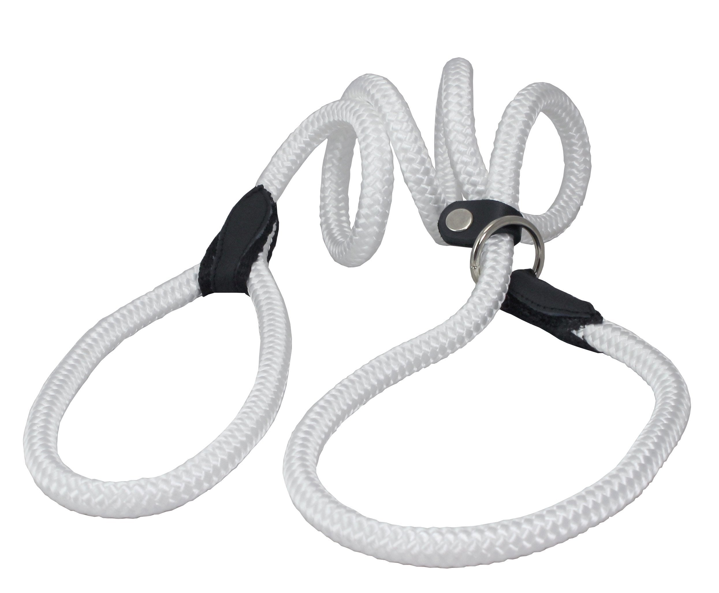 Dogs My Love Nylon Rope Slip Dog Lead Adjustable Collar And Leash 6Ft Long (X-Large: 1/2' (12Mm), White)