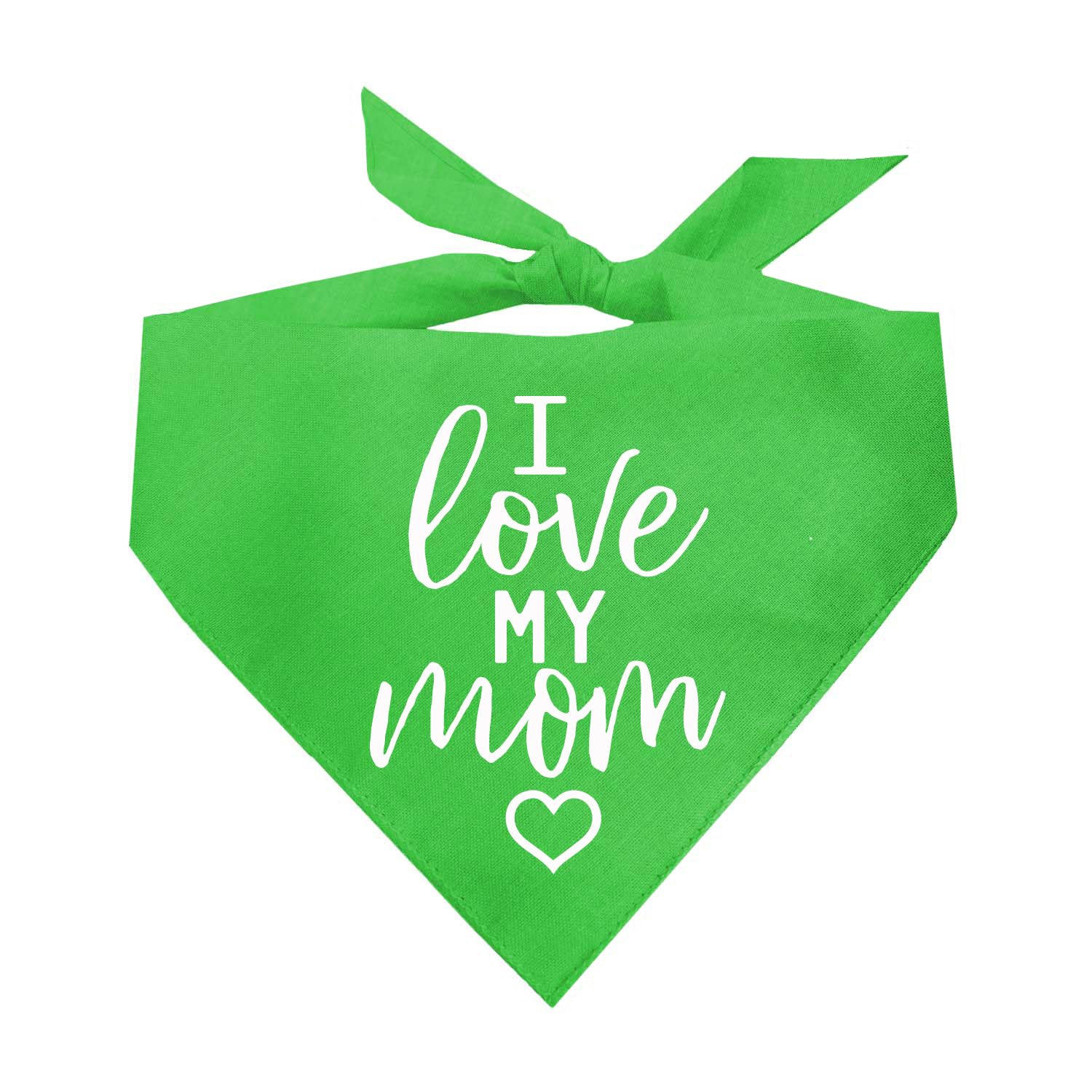 I Love My Mom Dog Bandana | 100% Cotton | Made In Usa For Mom | Valentine'S Day | Prop Photoshoot |Lime, One Size (177)