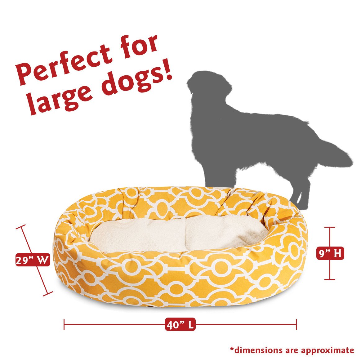 Majestic Pet Athens Sherpa Bagel Bed, 40-Inch, Citrus Yellow