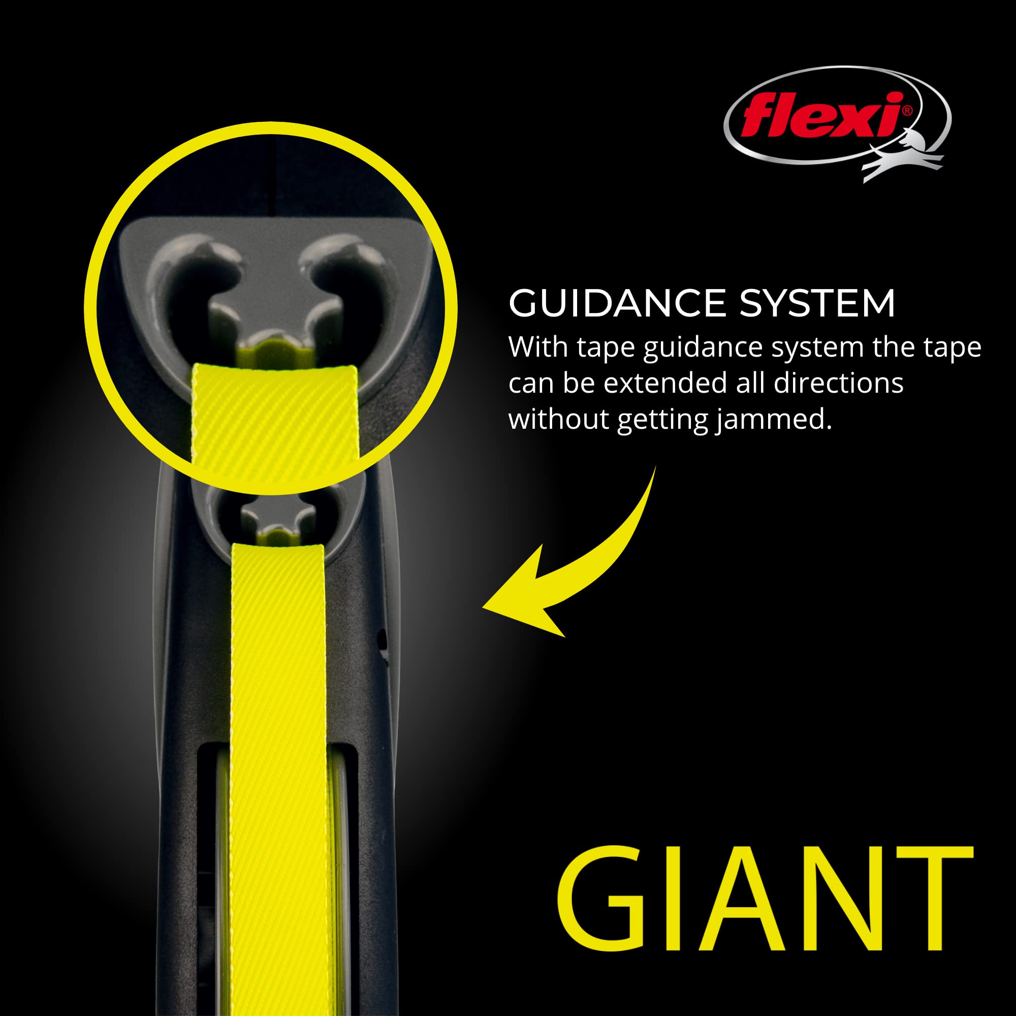 Flexi Giant Tape Retractable Dog Leashes For Large Dogs Upto 110 Lbs. – 26 Ft., Black | Tangle Free Pet Walking Leash With One-Handed Brake, Pause, Lock | German Quality Product