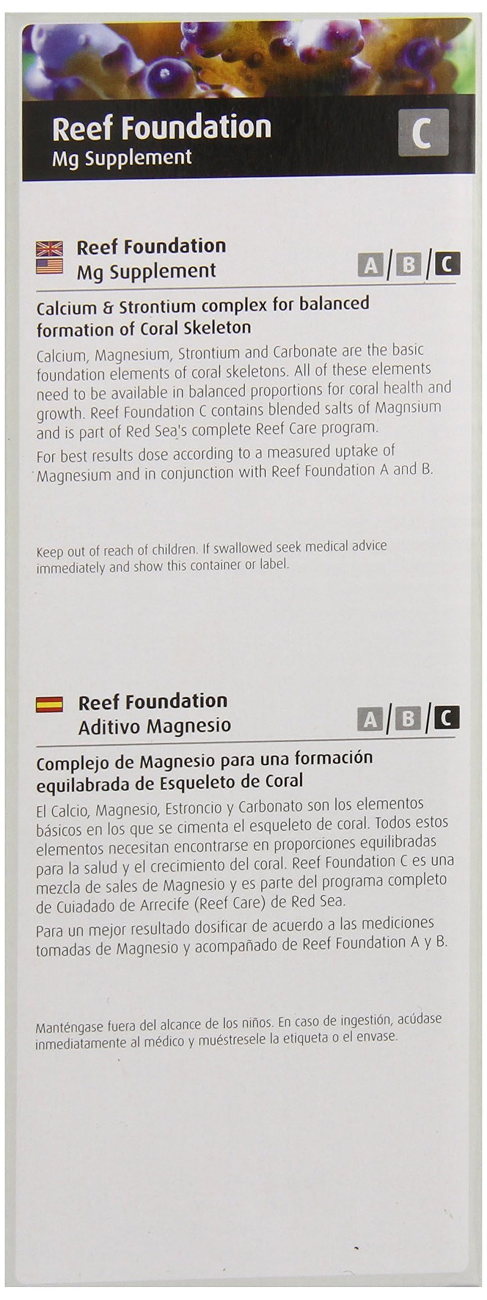 Red Sea Fish Pharm ARE22033 Reef Foundation Magnesium Supplement-C for Aquarium, 500ml (Packaging may vary)