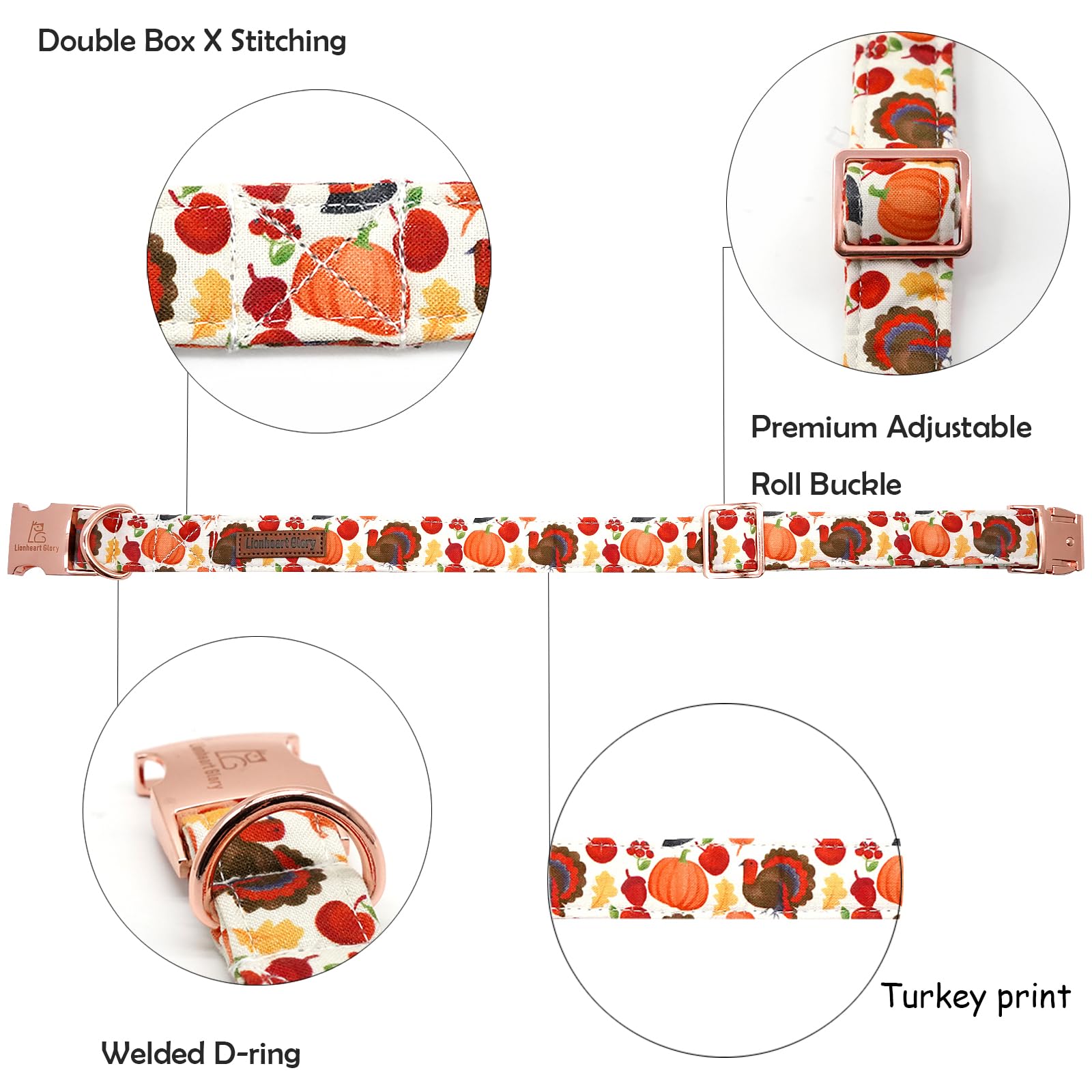 Lionheart Glory Turkey Dog Collar - Thanksgiving Gift For Medium Dogs