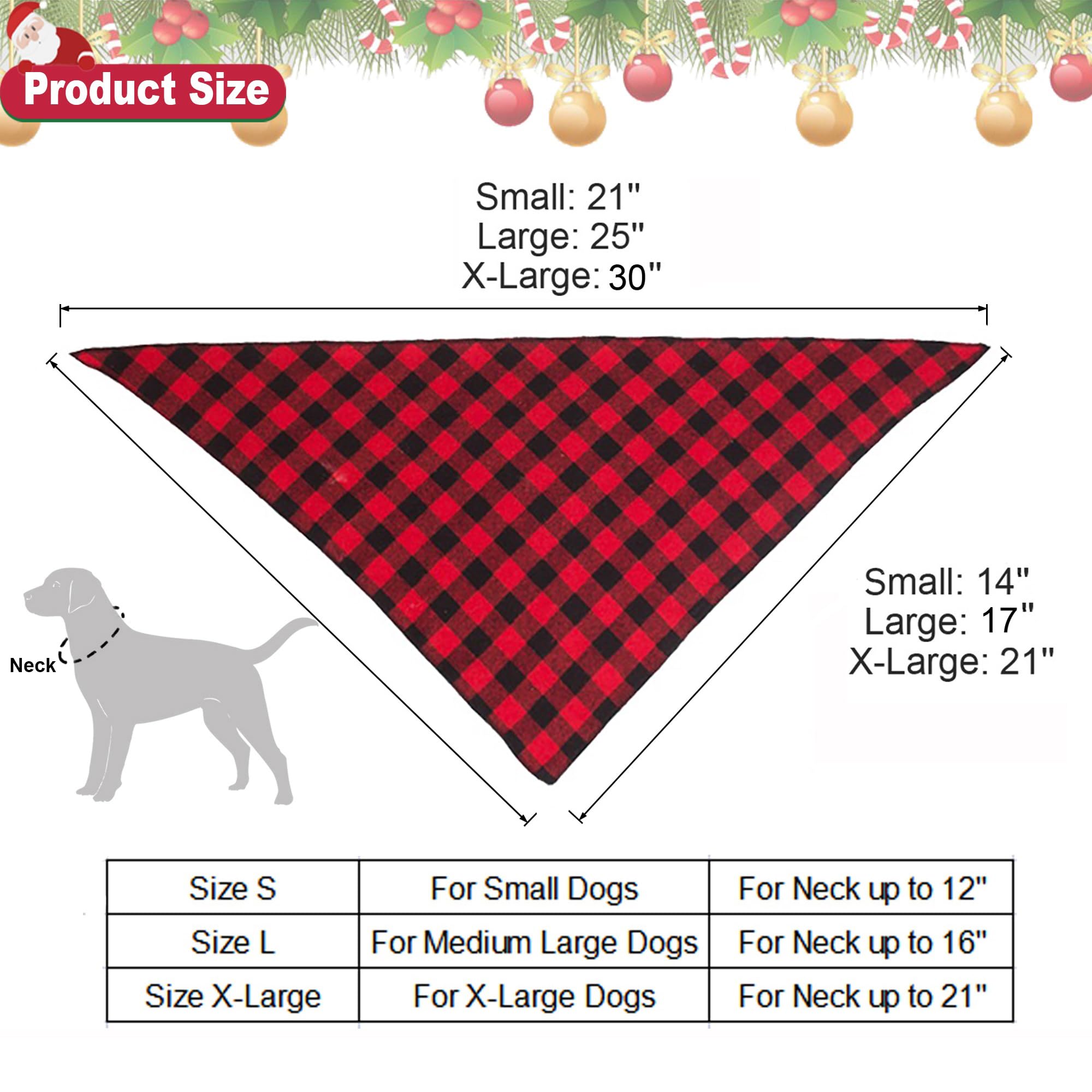 ADOGGYGO Christmas Dog Bandana Hat Bow tie Set - Classic Red Plaid Pet Xmas Scarf Hat Christmas Costume Outfit for Large X-Large