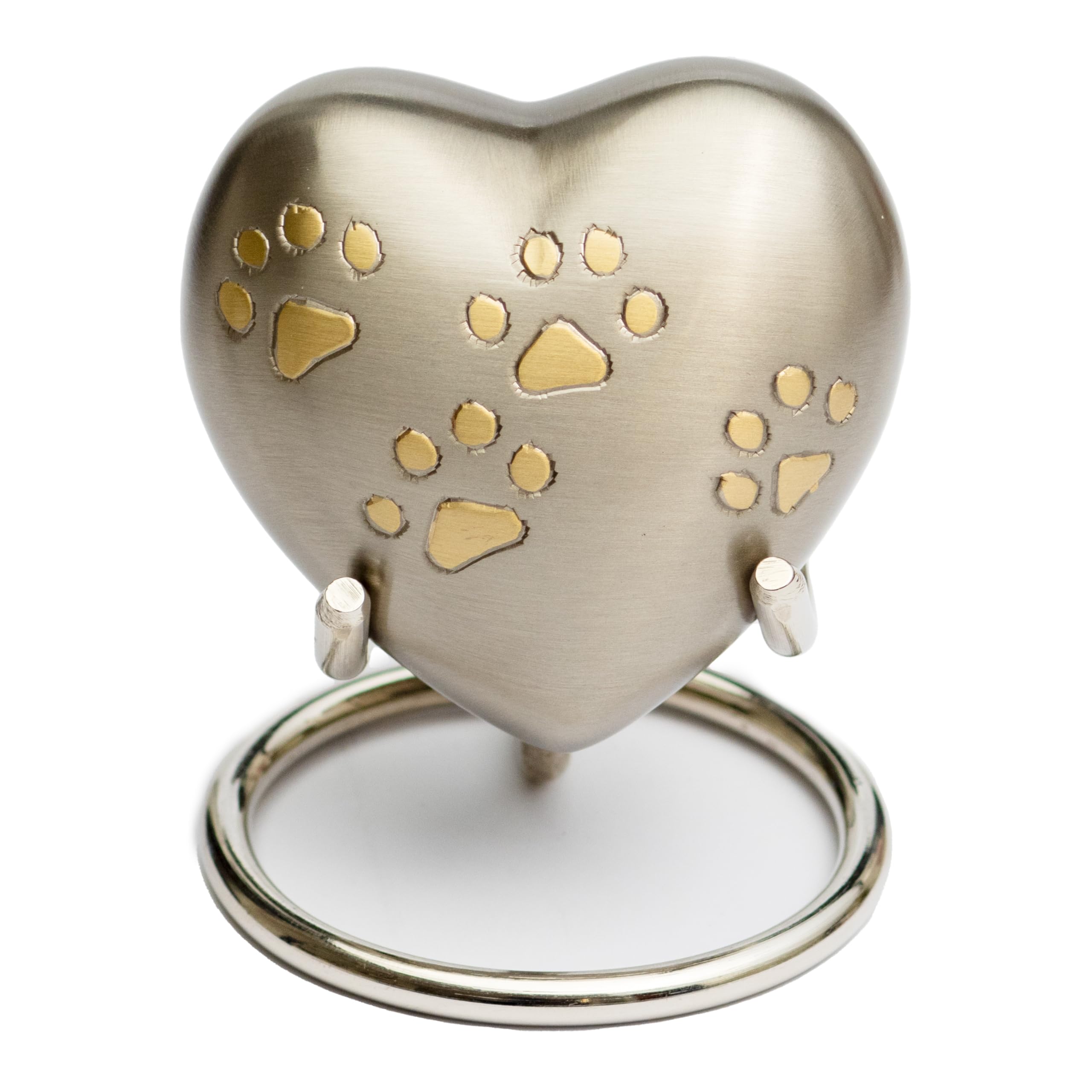 Royal Rapture Urn For Ashes Paw Heart Funeral Cremation Memorial Keepsake Pet Dog Cat|With Stand (Pewter 3) Rhp01-03
