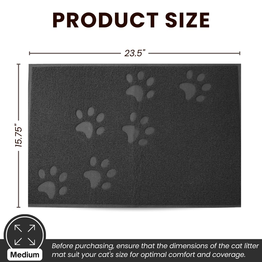 Andalus Medium Cat Litter Mat, Pack Of 2 - Waterproof, Non-Slip & Easy To Clean Cat Litter Box Mat For Extra Efficient Pet Litte