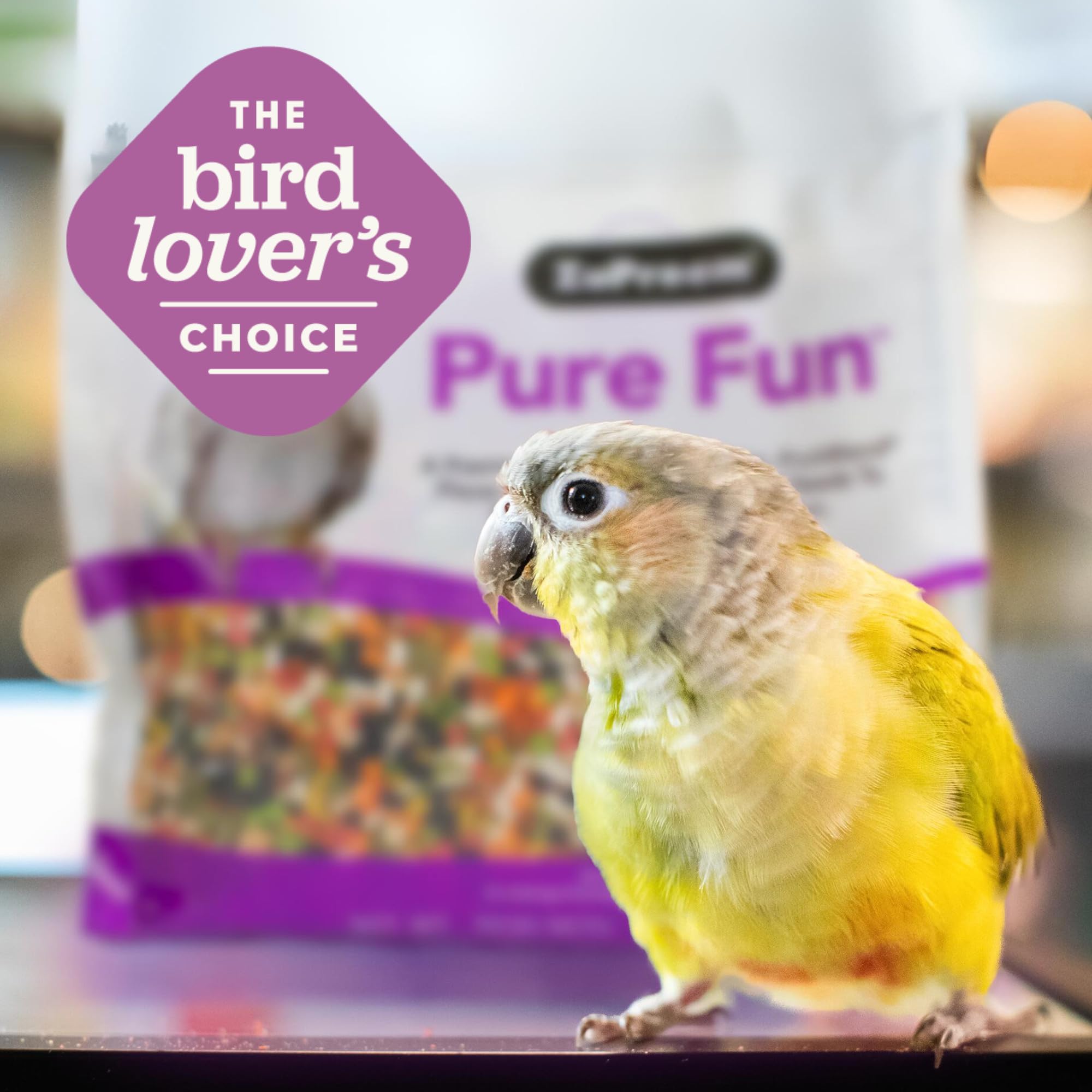 ZuPreem Pure Fun Bird Food, Parrot, Conure, Caique, African Grey, Eclectus, Small Cockatoo, Seed and Pellet Blend for Medium Lar