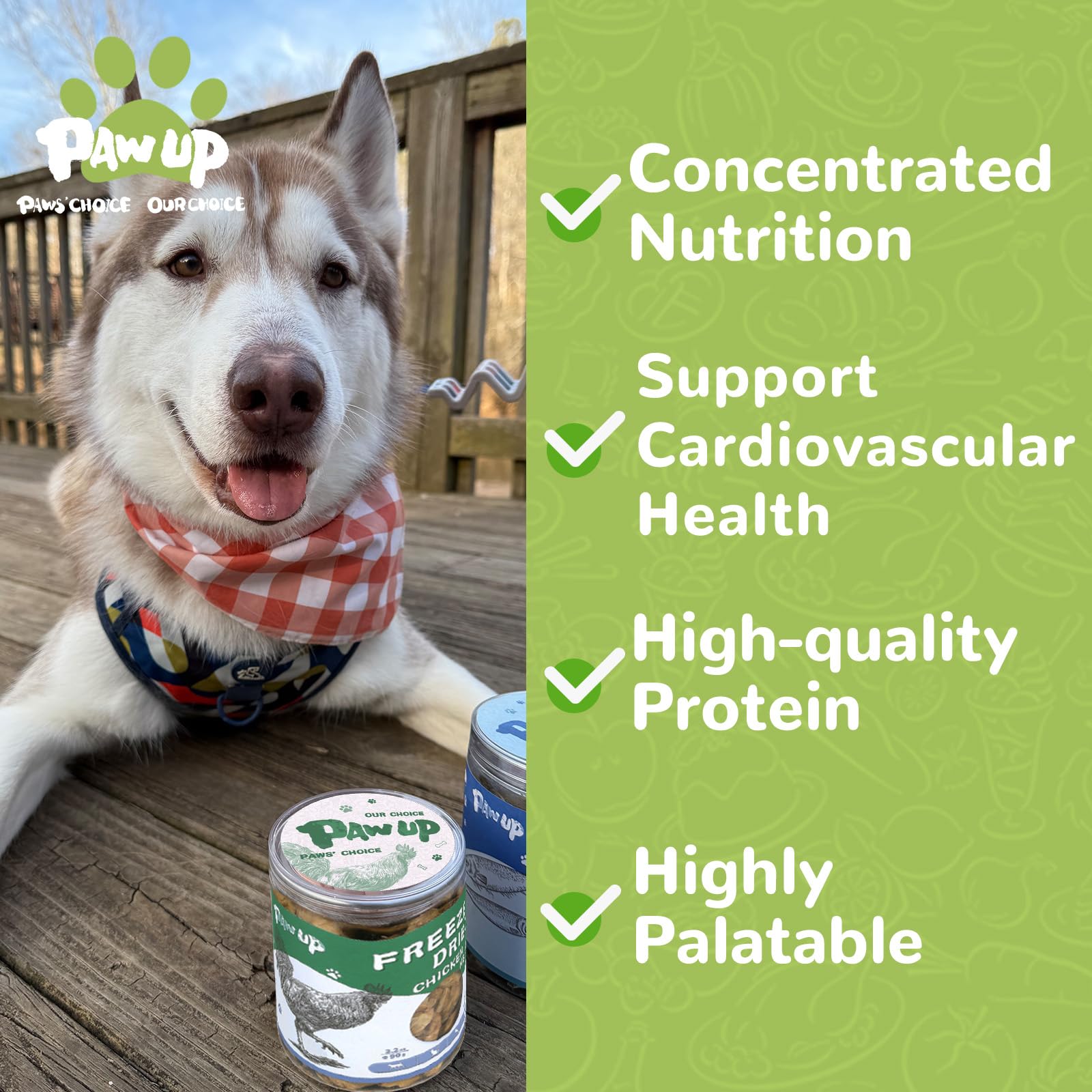 PAWUP Freeze Dried Chicken Heart Pet Treats, High Protein Freeze-Dried Pet Food for Dogs, Cats, Fresh Ingredient, 3.2 oz, Rawhid