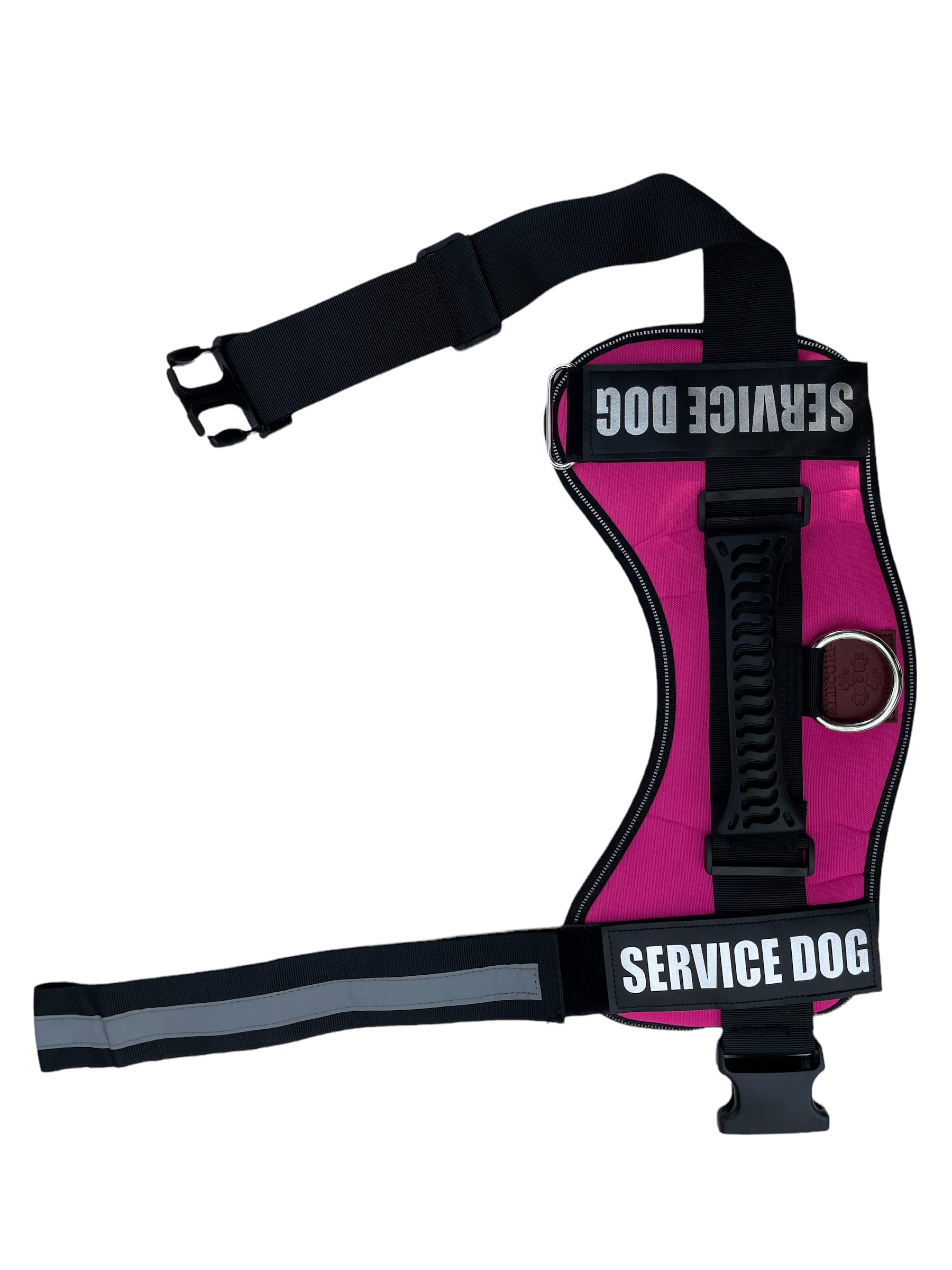 Albcorp Service Dog Vest Harness - Reflective - Woven Polyester & Nylon, Comfy Mesh Padding, Large, Pink