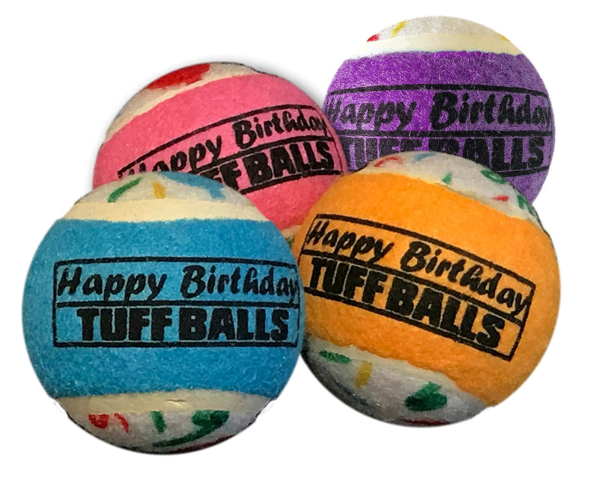 Petsport Jr. Happy Birthday Tuff Balls (1.8' Happy Birthday Tuff Balls Jr 4Pk)