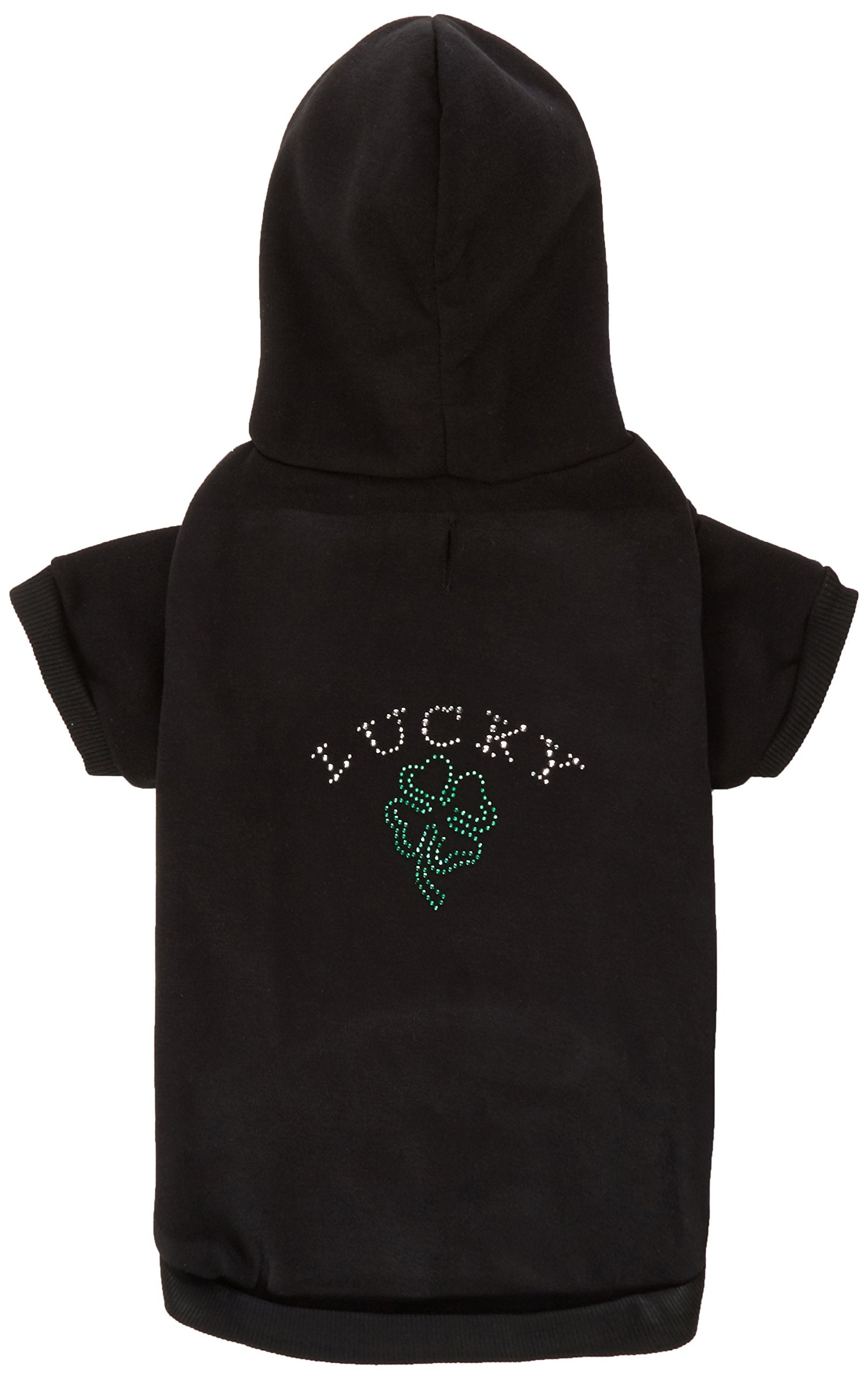 Mirage Pet Products 12-Inch Four Leaf Clover Outline Hoodies, Medium, Black