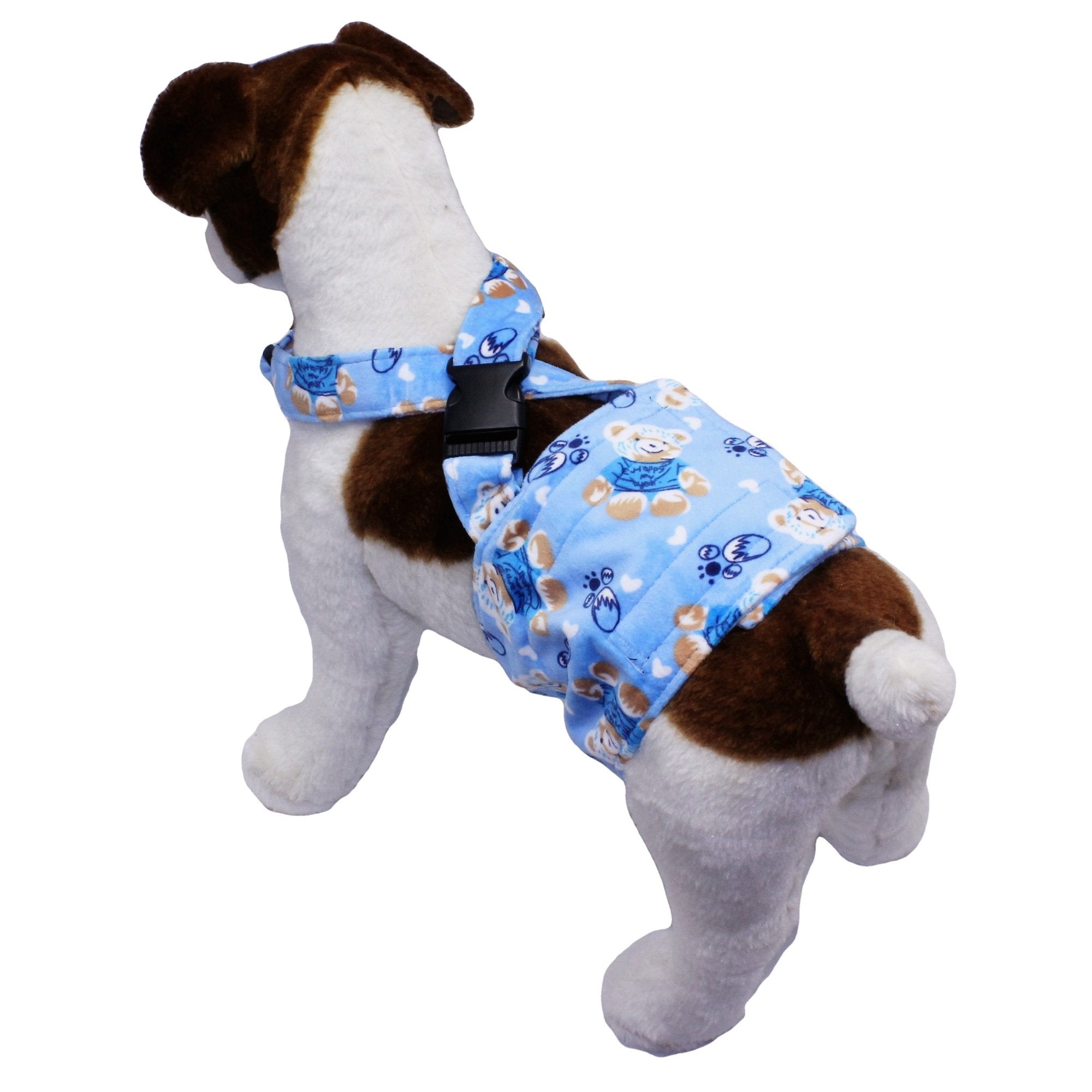 FUNNYDOGCLOTHES Male Dog Diaper Belly Band - Reusable, Washable, Soft Fleece, Blue Bear, Size S (Waist 10 - 13)