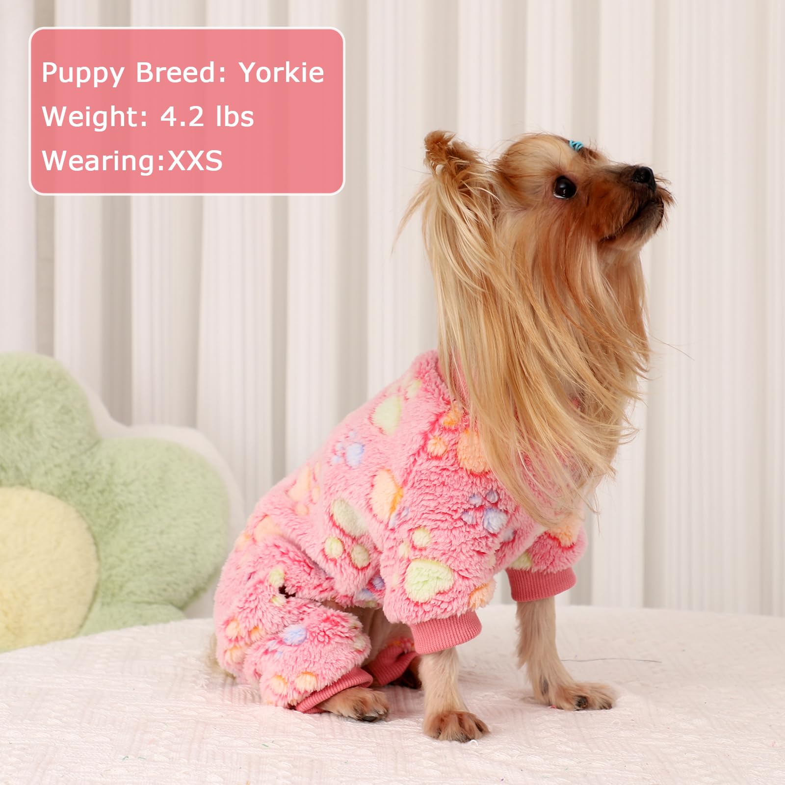 Kosiyi Dog Pajamas Valentine'S Day Dog Sweaters For Small Dogs Girl Boy, Lightweight Warm Paw Print Puppy Pajamas Soft Stretchab