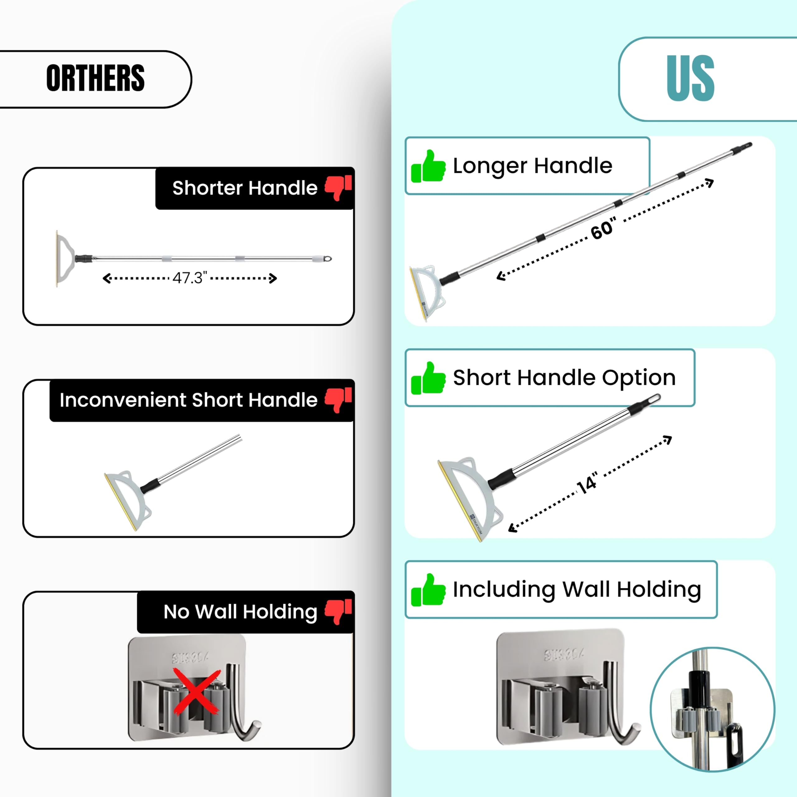 Pet Hair Remover Broom For Low Pile Carpet, Rugs, Stairs - 60'' Adjustable Long Handle Carpet Rake For Pet Hair Removal - Includ