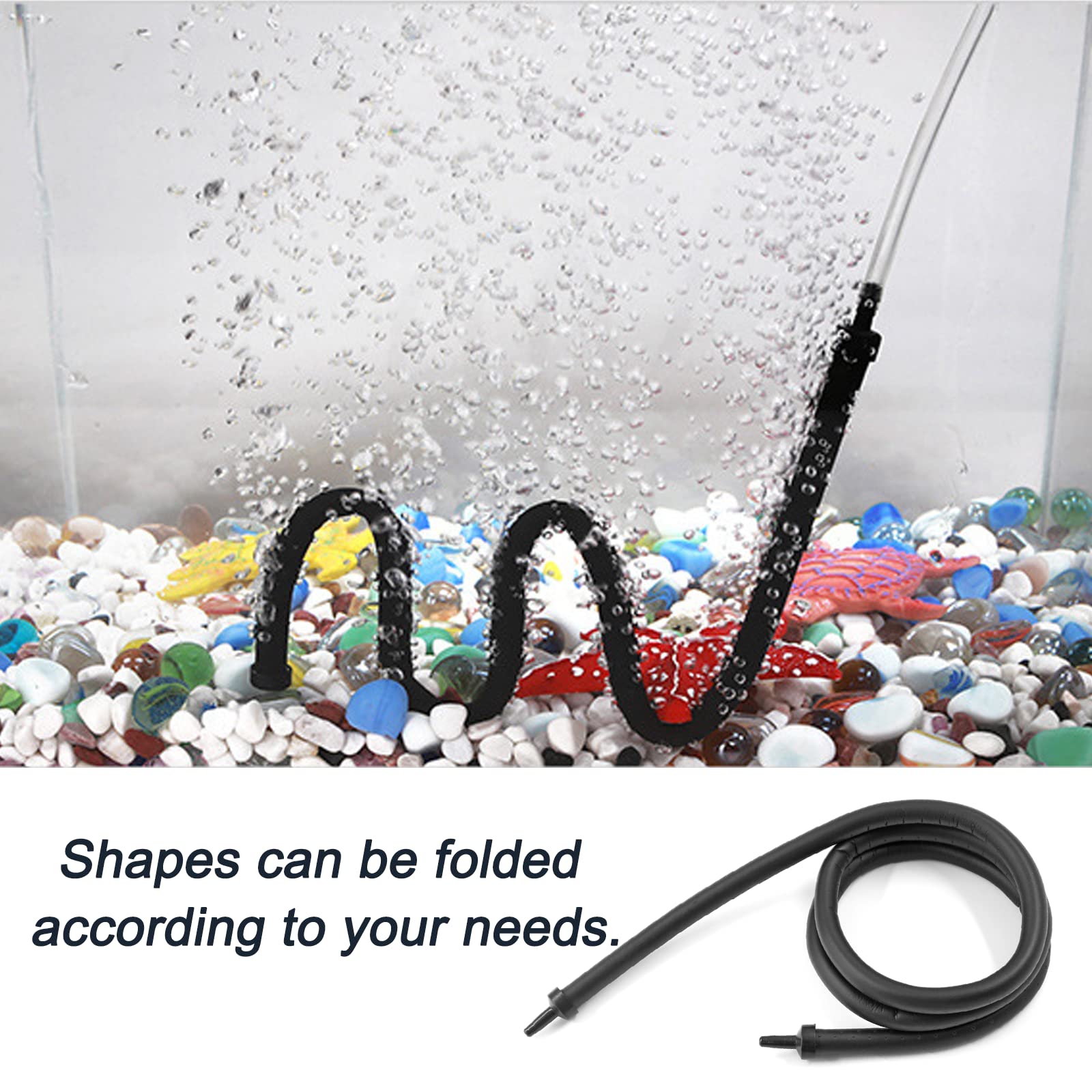 Waziaqoc Bubble Wall Air Diffuser, Aquarium Wall Air Curtain Bubble Tube Rubber Bendable Bubble Hose For Fish Tank, 120Cm/48 Dou