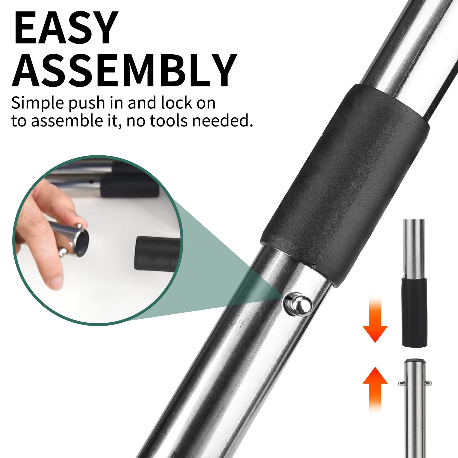 Scenereal Dog Pooper Scooper For Yard - Tray & Spade Set, Metal Poop Scooper For Large Medium Small Dogs, Pet Waste Removal Scoop With No Bending Detachable Handle For Outdoor Grass, Dirt Or Gravel