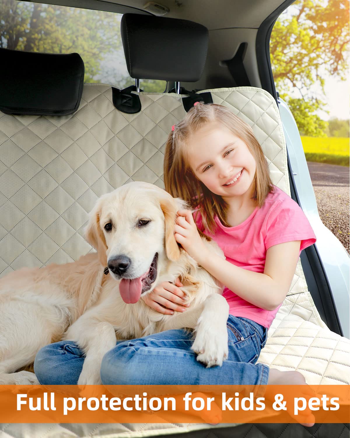 Peticon Waterproof Scratchproof Pet Bench Seat Covers For Cars, Trucks, Suvs, Nonslip Durable Back Seat Cover For Dogs, Washable