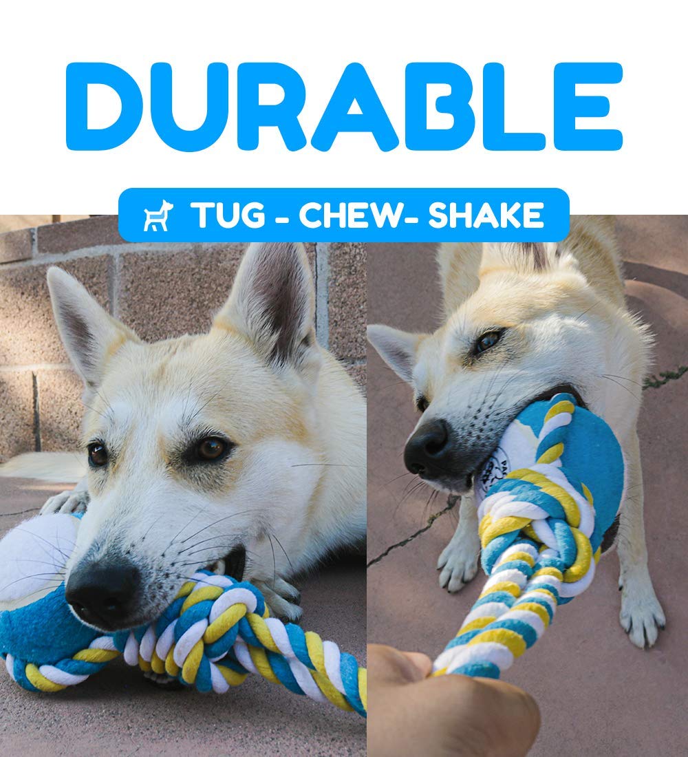 Pacific Pups Products Dog Rope Toys, Xl Tug Toy & Ball, 3Pcs Rope Toys For Large Dogs, Support Non-Profit Dog Rescue