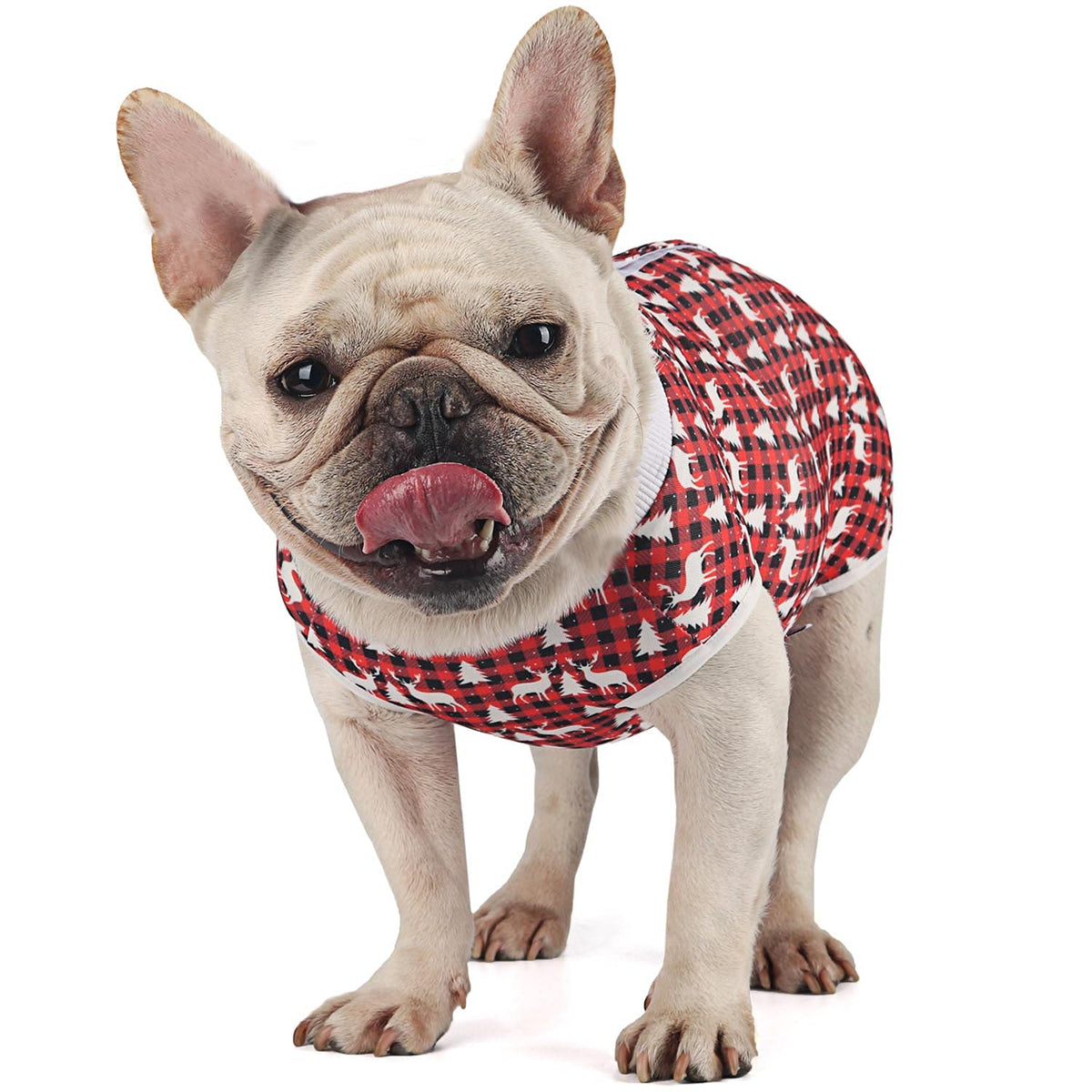 Etdane Recovery Suit For Dog Cat After Surgery Dog Surgical Recovery Onesie Female Male Pet Bodysuit Dog Cone Alternative Abdominal Wounds Protector Red Elk/Small