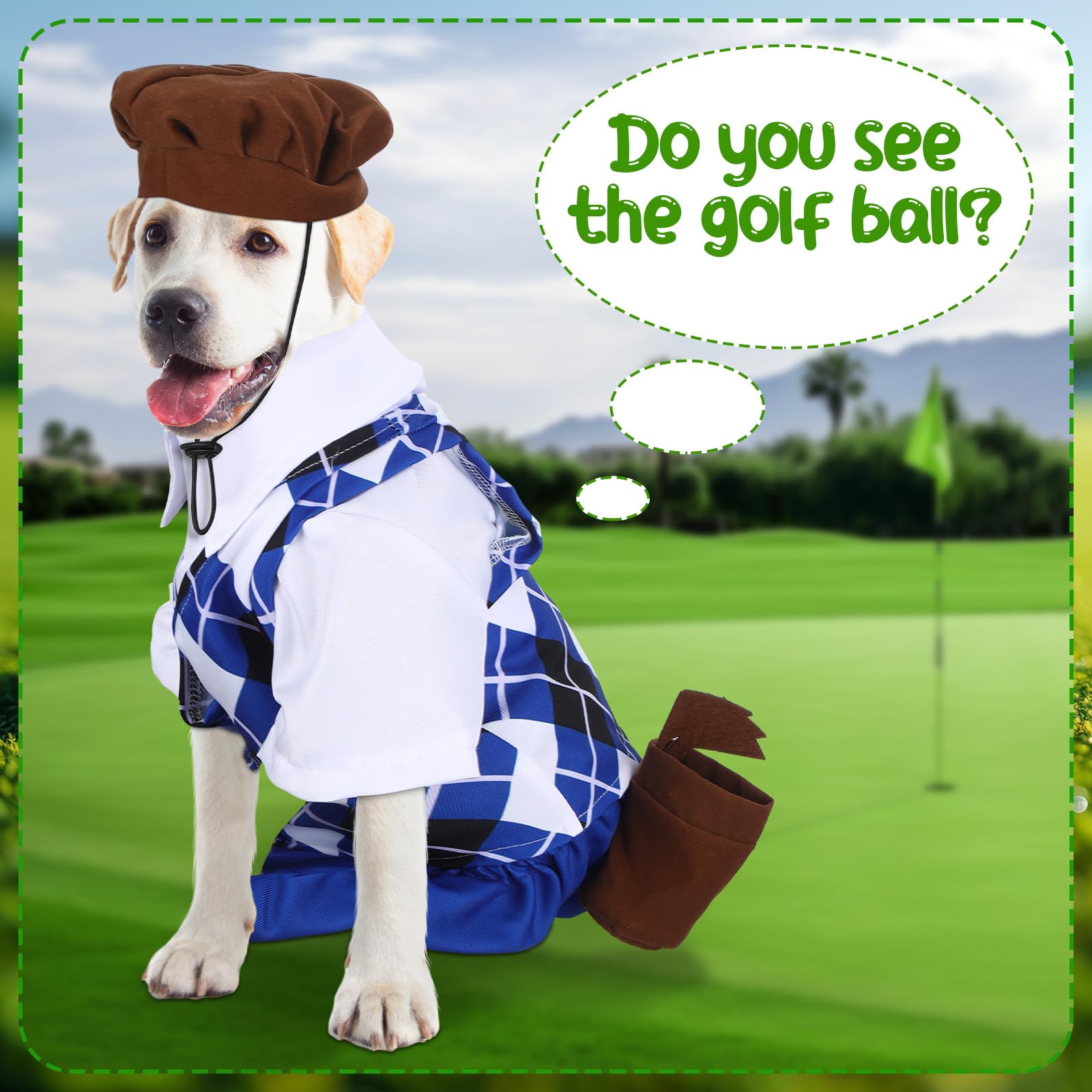 Dog Golf Costume with Golf Bag and Clubs Halloween Funny Pet Costumes Dog Cosplay Outfits Halloween Holiday Pet Party Supplies f