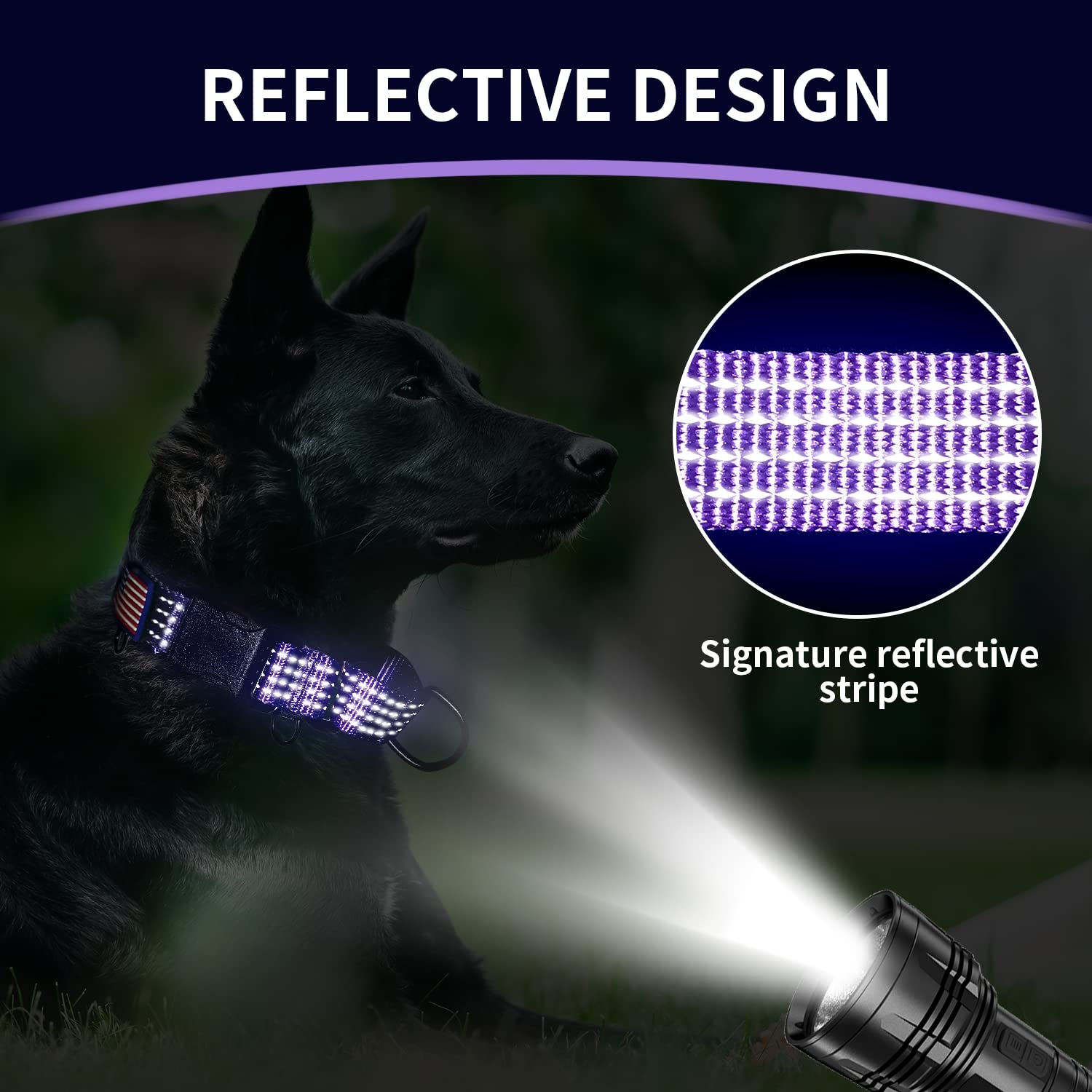 LUCKYDC Martingale Collar for Training Dogs. Adjustable Reflective Collars with Buckle-USA Flag- NO Pull-Prevents Slipping Out,