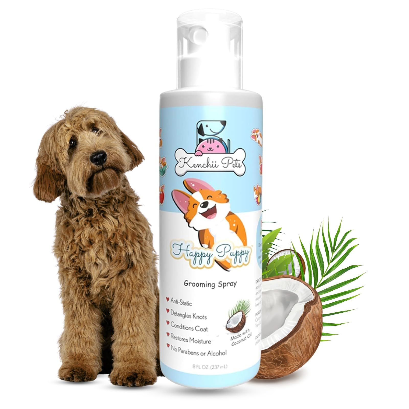 Professional Pet Grooming Spray For Puppies And Dogs | All-Natural Scented Moisturizing Dog Detangler Spray | Puppy Conditioner 