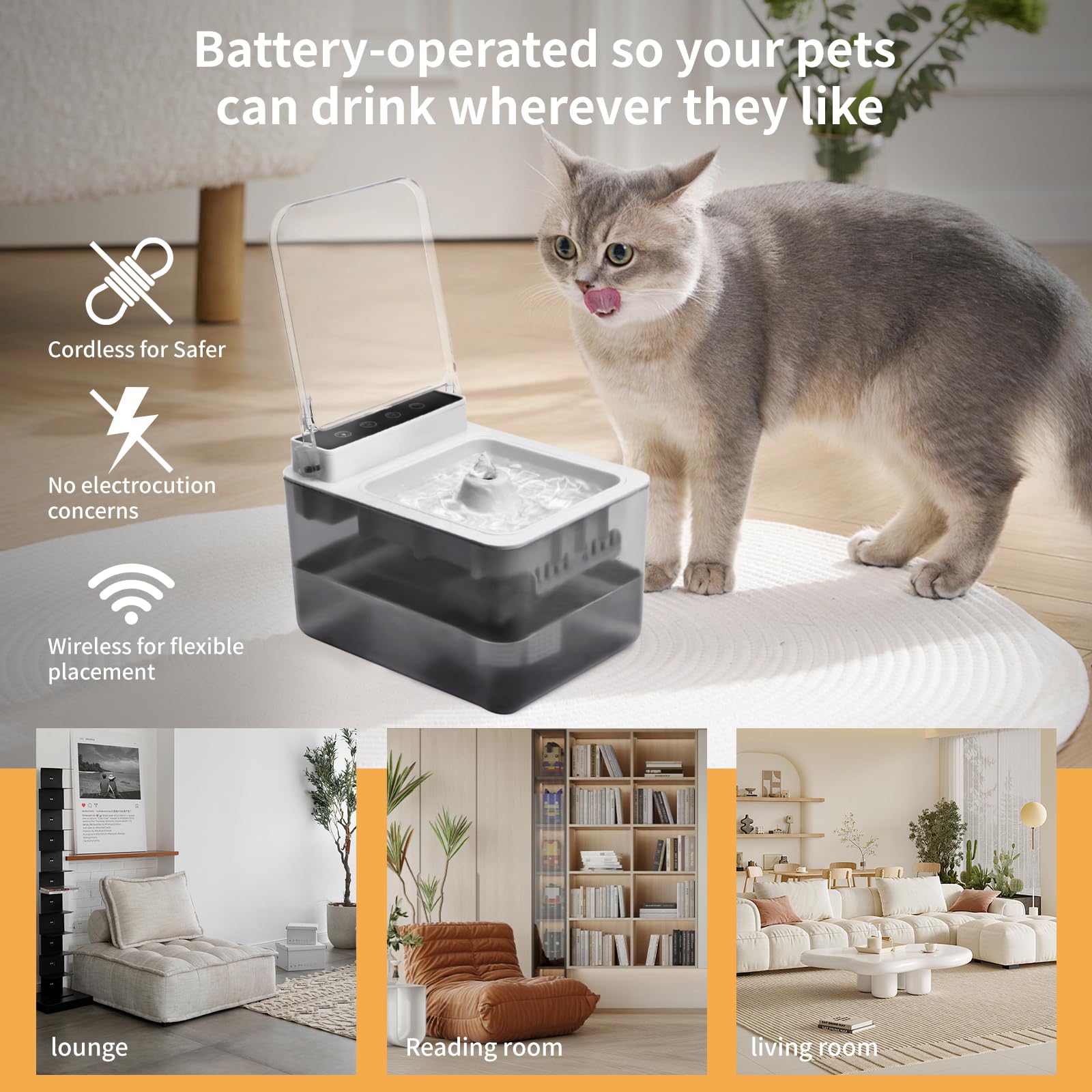 Goosheep 2025 New Cat Water Fountain Dog Fountain Pet Water Fountain Cat Feeding & Watering Supplies Automatic Induction Lid Ope