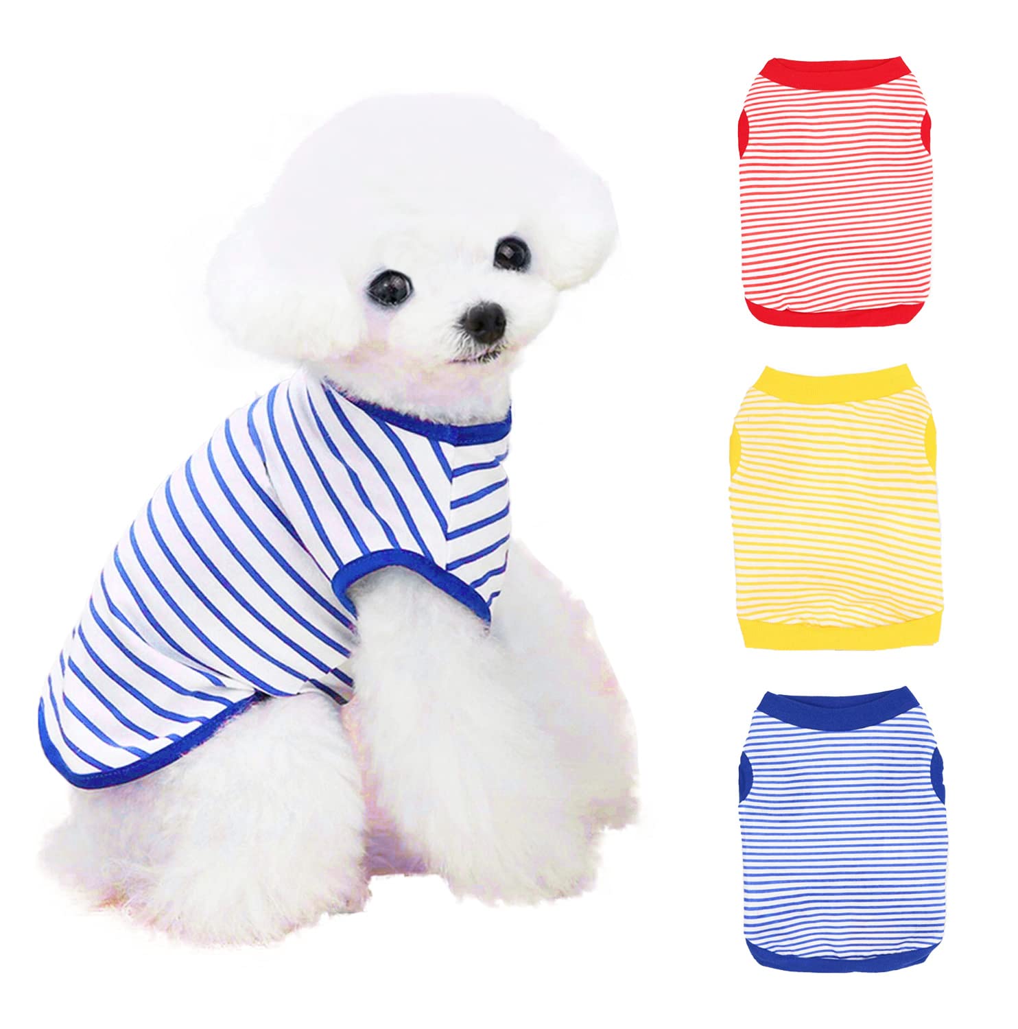3 Pack Small Medium Dog T Shirt For Dogs Clothes For Small Dogs Tshirts Puppy Breathable Tshirt Striped Dog T Shirts For Dogs Clothes For Boys Girls