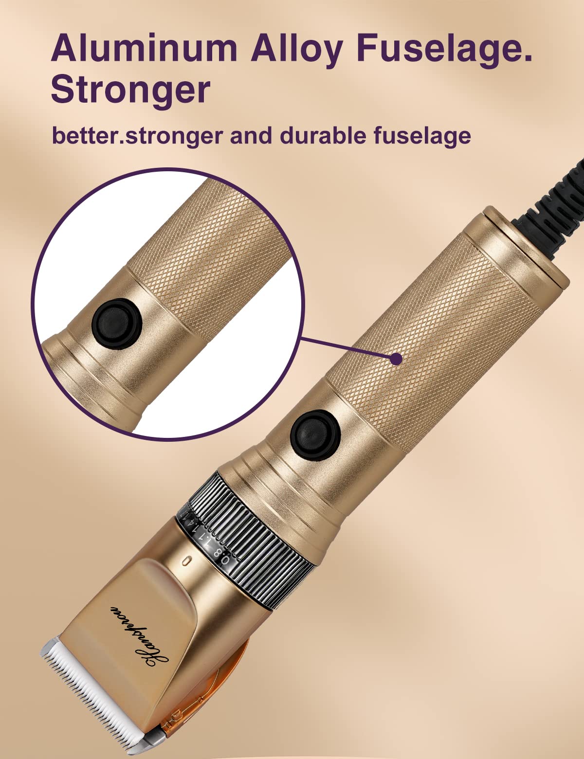 Hansprou Dog Grooming Clippers, Professional Dog Clipper For Thick Coat 12V Plug-In Pet Trimmer High Power Pet Clippers Low Noise With Guard Combs Brush For Dogs Cats And Other Animal