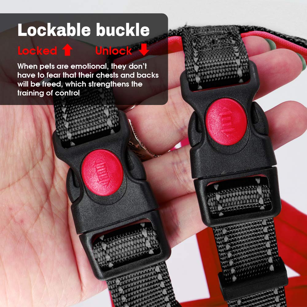 Beirui No Pull Escape Proof Dog Harness For Small Medium Large Dogs - Soft Padded Reflective Medium Dog Walking Harnesses (Black,M)