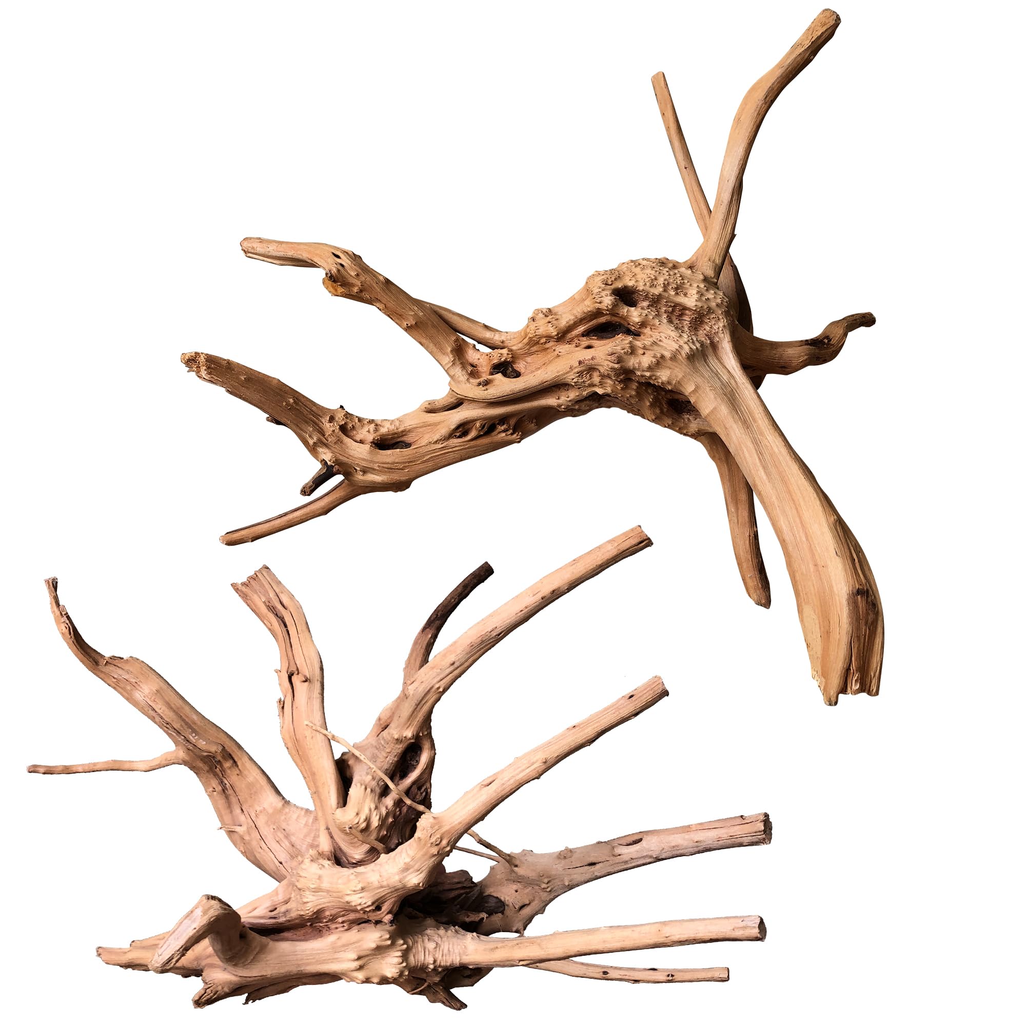 Majoywoo Natural Large Driftwood For Aquarium Decor Reptile Decor, Assorted Spider Wood Branch 11-14'' 2 Pcs, Fish Tank Decorati