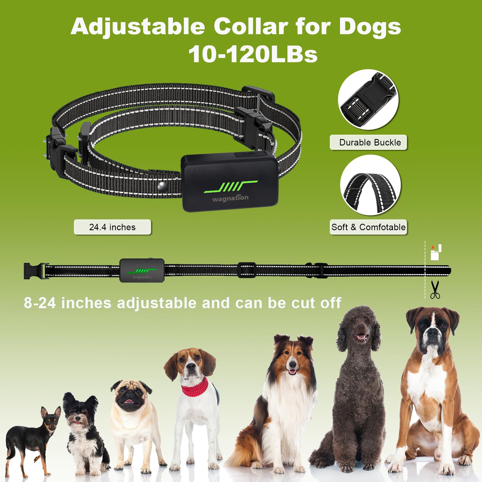 wagnation Shock Collar for Dogs - 3300FT Remote Control, IPX7 Waterproof, Rechargeable, Suitable for 10-120lbs Dogs, Model FF01