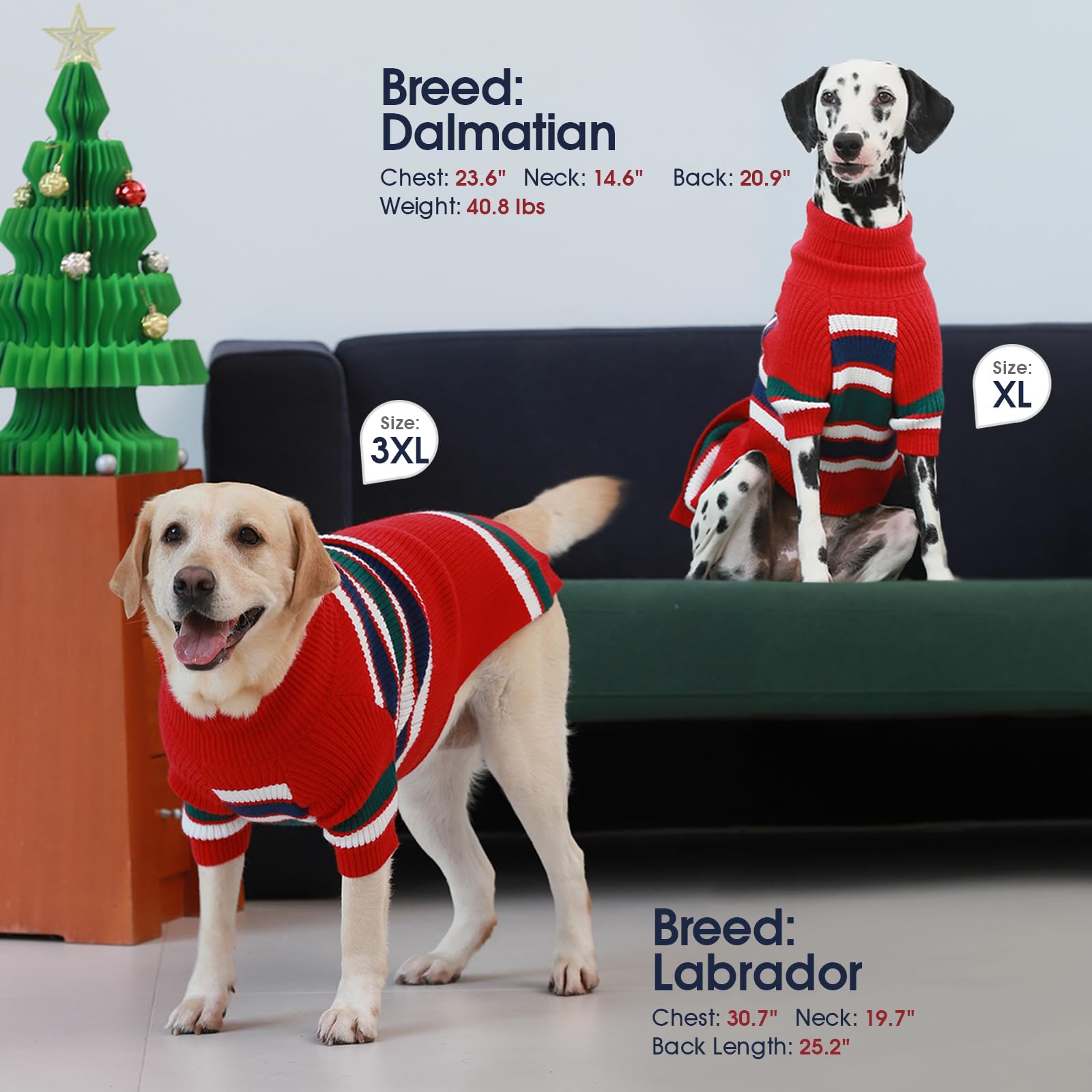 Iecoii Extra Large Dog Christmas Sweater - Warm Turtleneck For Big Dogs, Golden Retrievers, Labradors In Pink - Stretchy, 3Xl