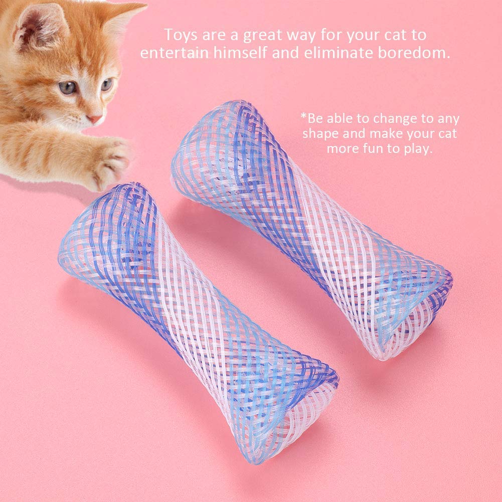 Cat Spring Tube Toy, 10Pcs Freely Folding Spring Shape Multi Color Cat Bouncing Toy Fun Pet Action Interactive Toys