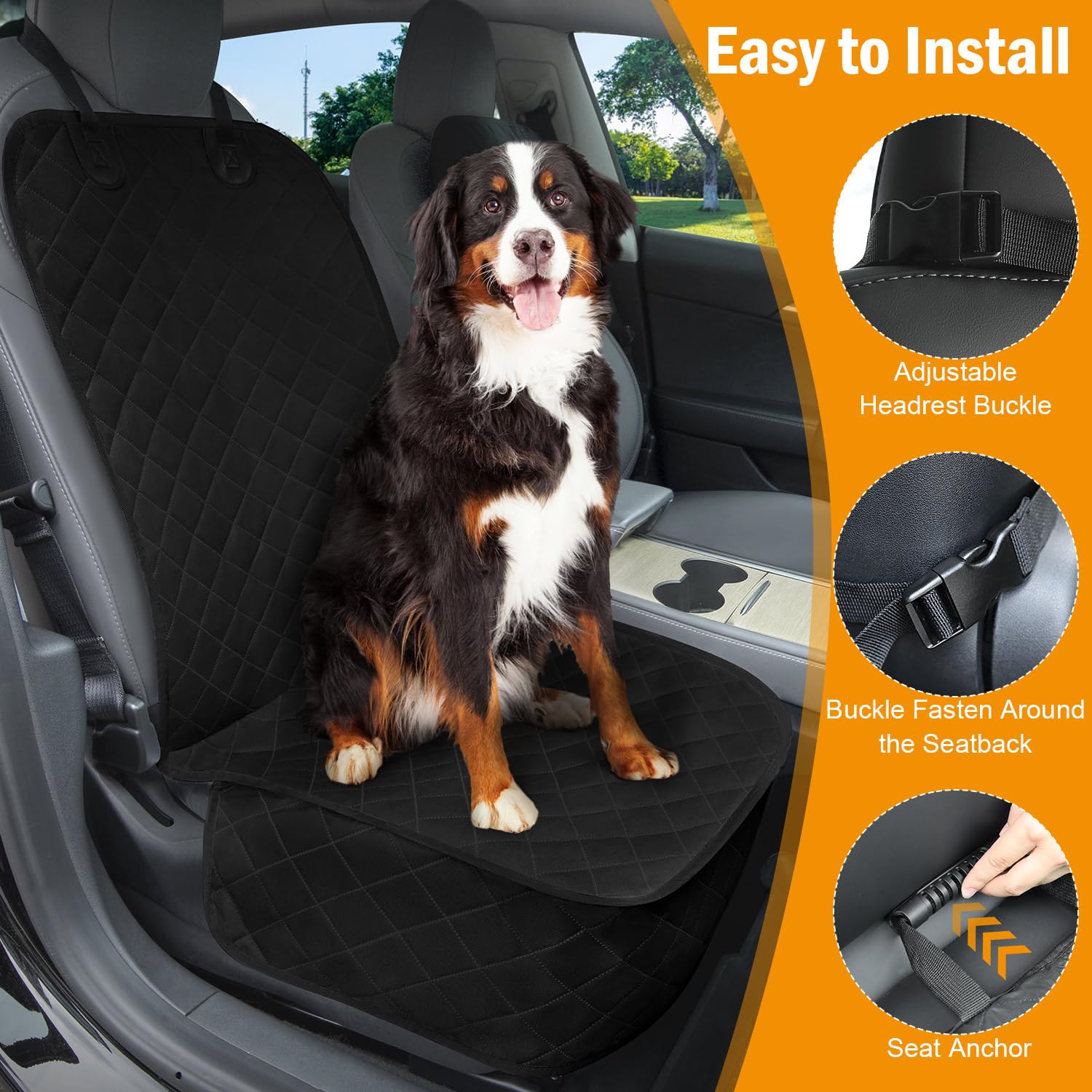 Dog Car Seat Cover, Pets Front Dog Car Seat Cover For Suv, Trucks. Waterproof Nonslip Car Seat Covers For Dogs Front Seats, Larg