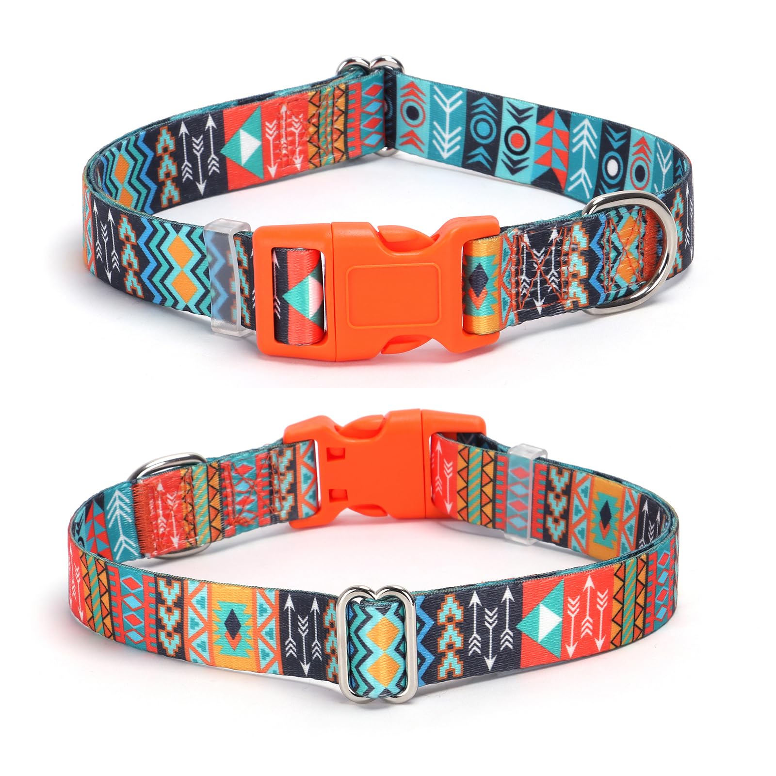 Aztec Dog Collar, Tribal Style Pattern Design Quick Release Buckle Soft Nylon Western Dog Collars Adjustable for Small Medium La