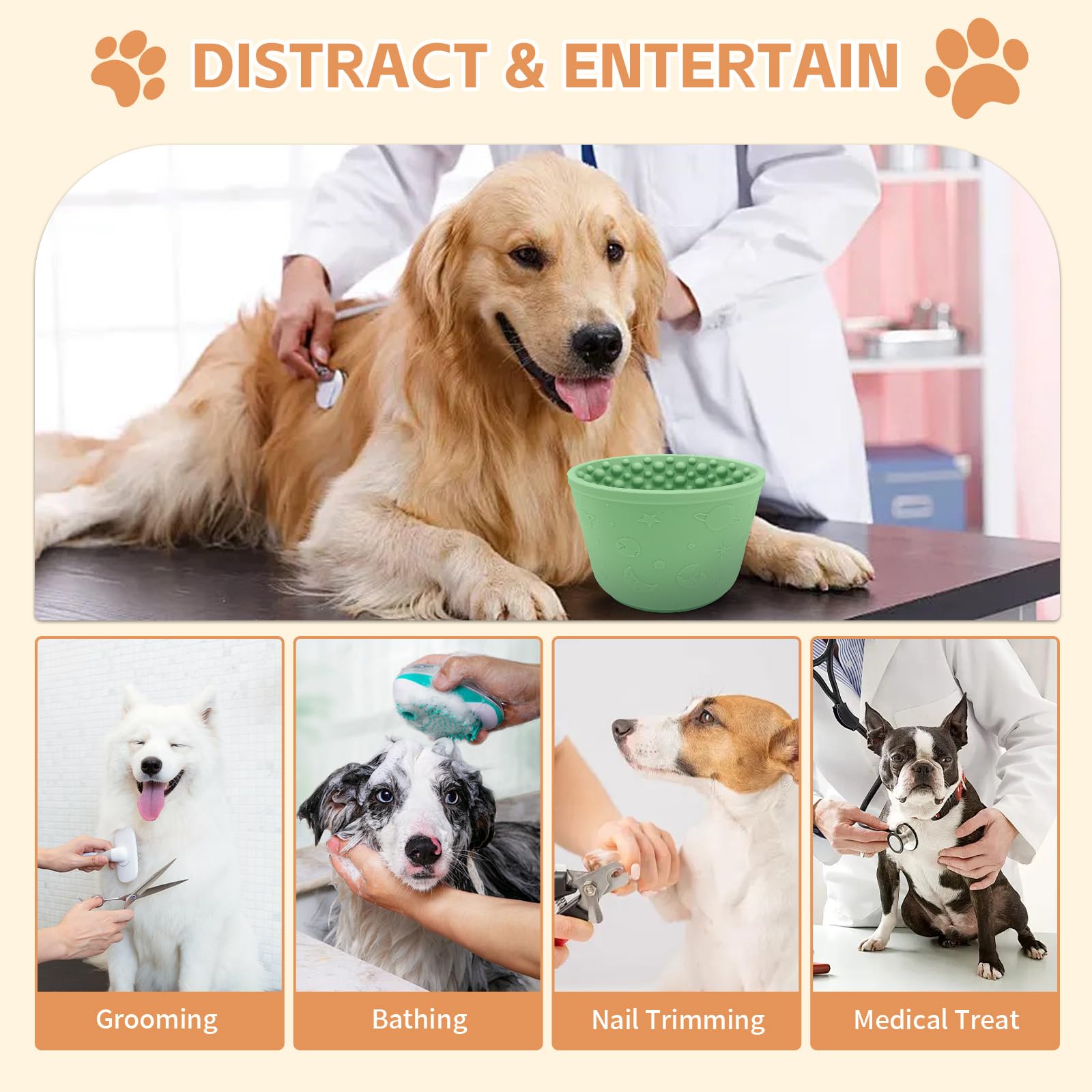 Dog Lick Bowl,Anxiety Relief Non-Slip Silicone Treat Bowl,Durable Anti-Choking Long-Lasting Enrichment Slow Feeder Licking Mat f