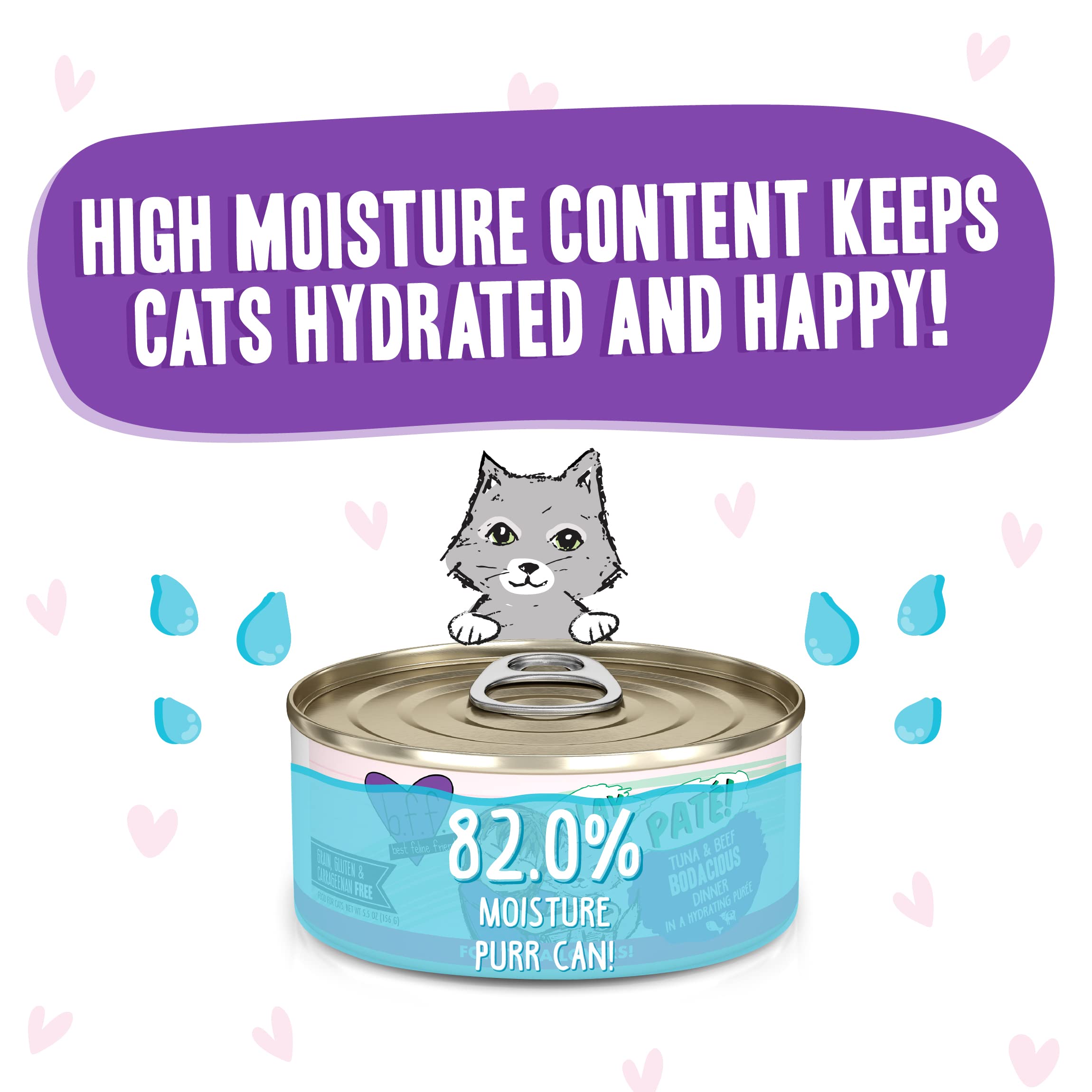 B.F.F. Play - Best Feline Friend Pat   Lovers, Aw Yeah!, Tuna & Beef Bodacious with Tuna & Beef, 5.5oz Can (Pack of 8)