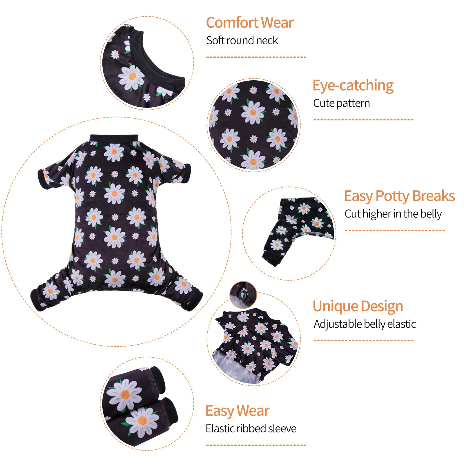 Cutebone Daisy Dog Pajamas Soft Puppy Pjs For Small Dogs P221Xl